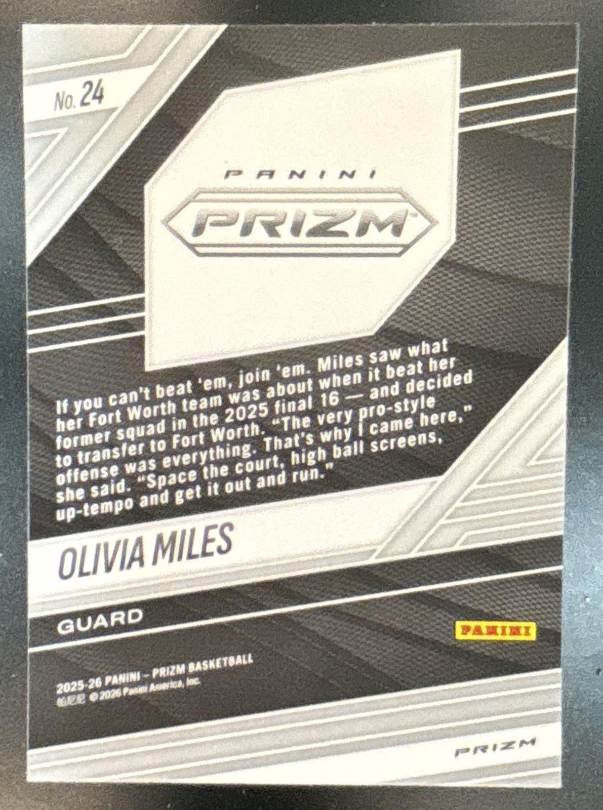 2025-26 Panini Prizm Olivia Miles Fearless #24