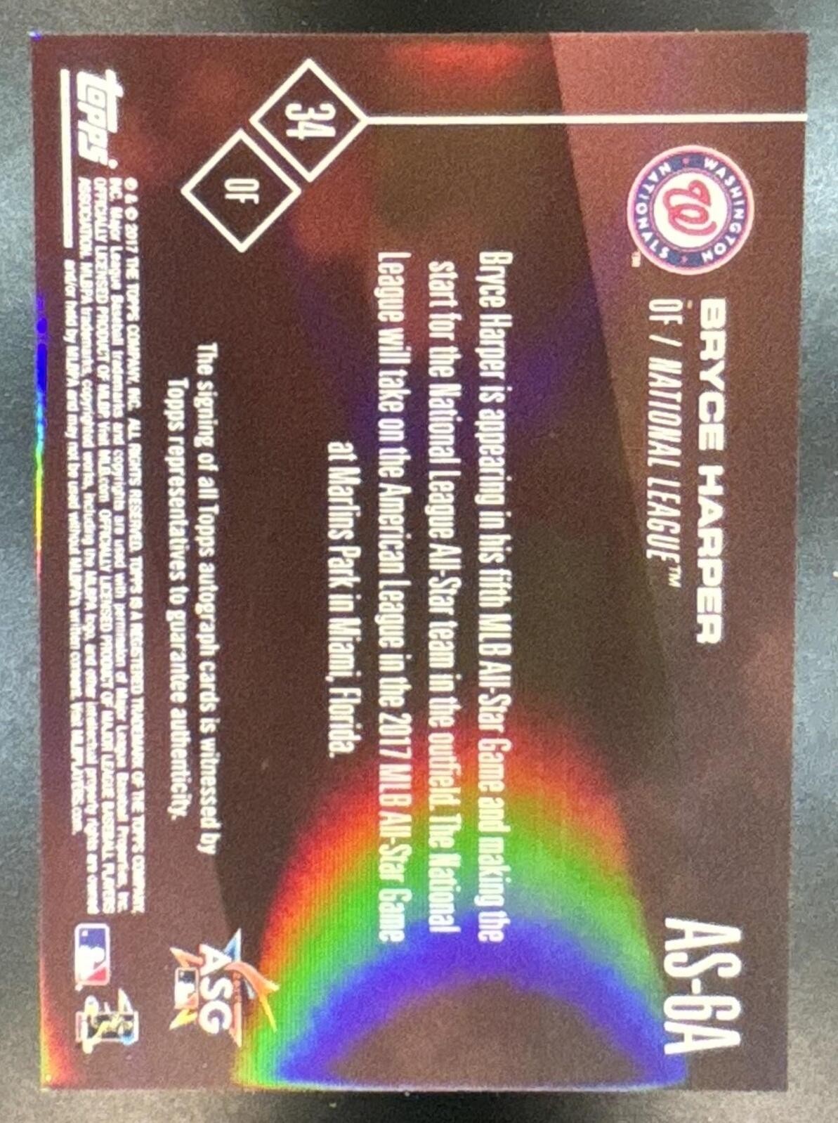 2017 Topps Now Bryce Harper Auto All Star Game 1/99 Washington Nationals