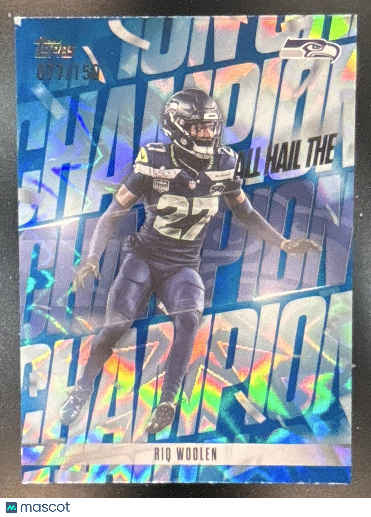 2026 Topps Riq Woolen All Hail The Champ Blue Foil /150 #AHC-13 Seattle Seahawks