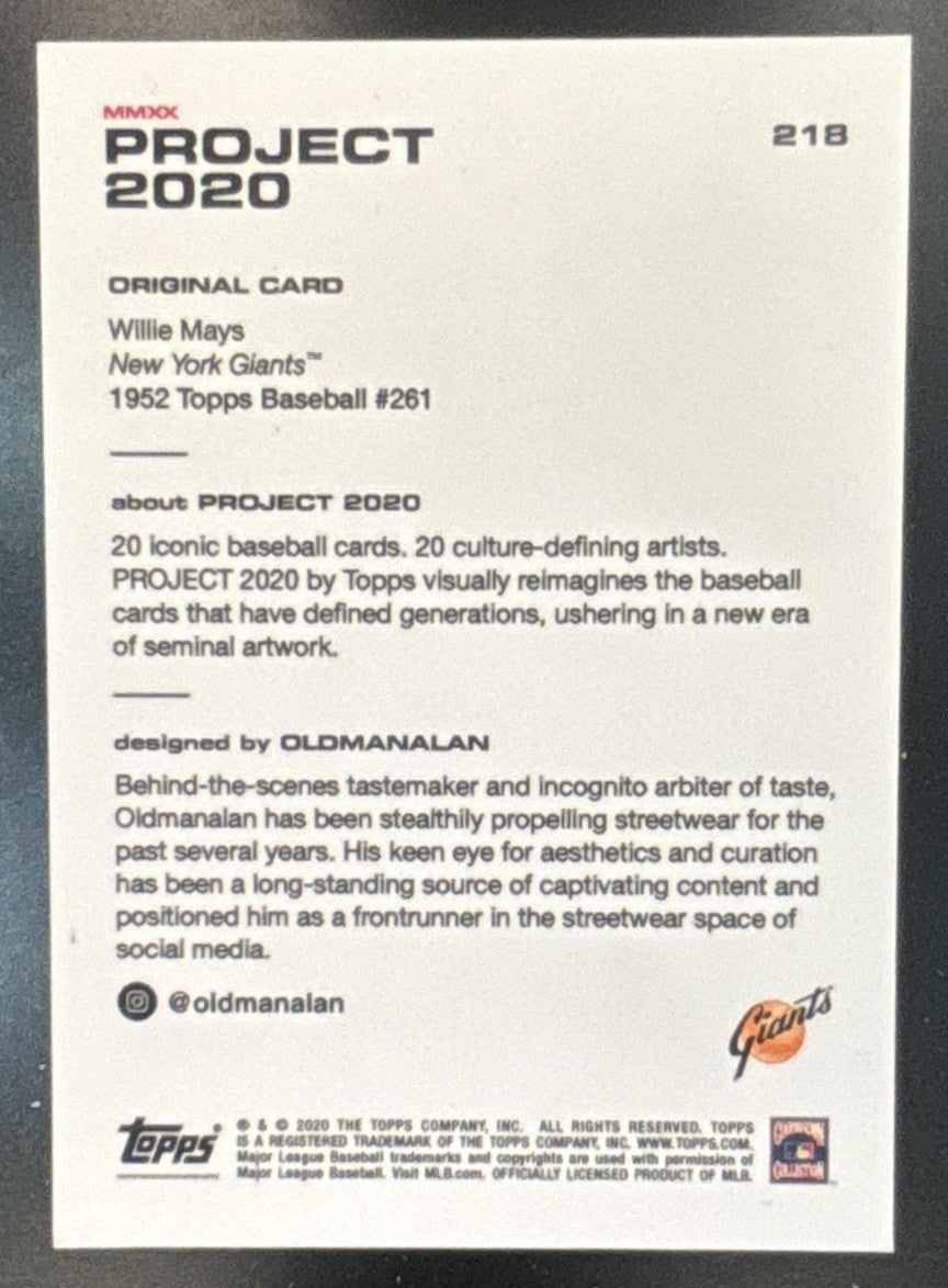 2020 Topps Project Willie Mays #218 New York Giants