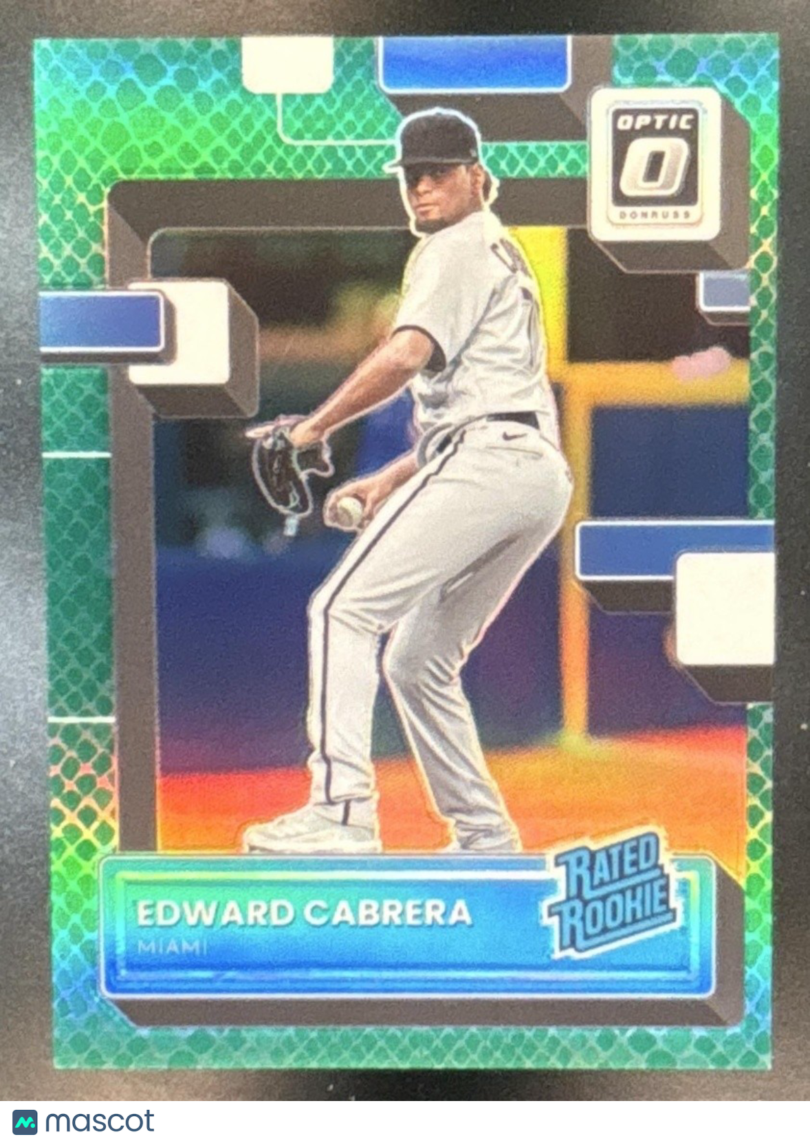 2022 Panini Donruss Optic Edward Cabrera Green Dragon /99 #52 RC Miami Marlins