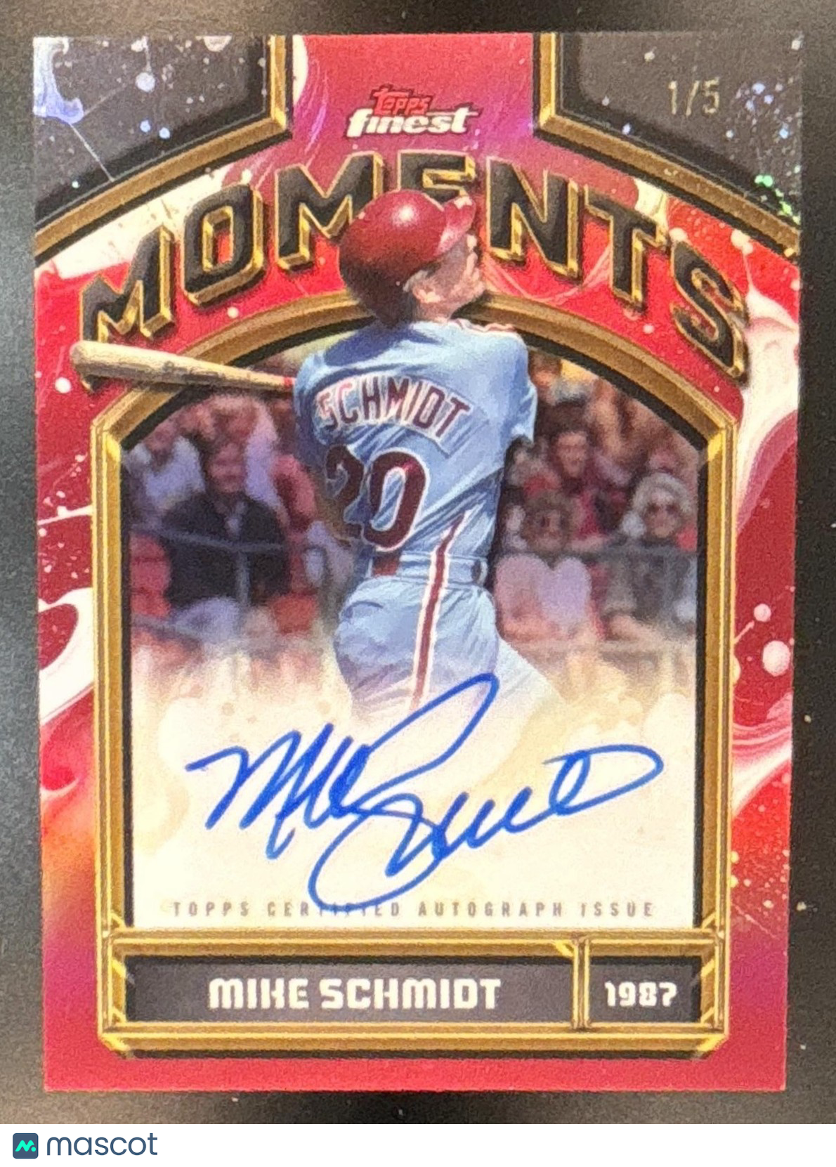 2026 Topps Finest Mike Schmidt Moments Auto Red Refractor 1/5 Phillies