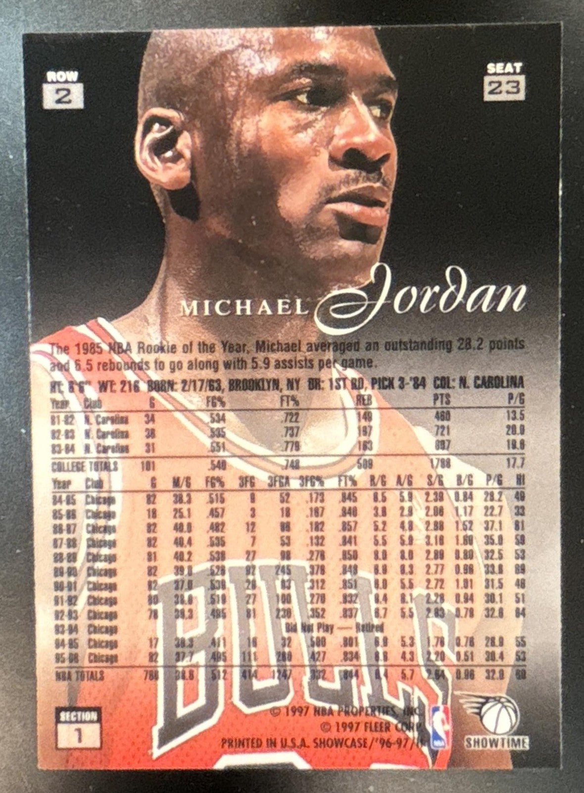 1996-97 Fleer Flair Showcase Michael Jordan Row 2 Style #23 Chicago Bulls