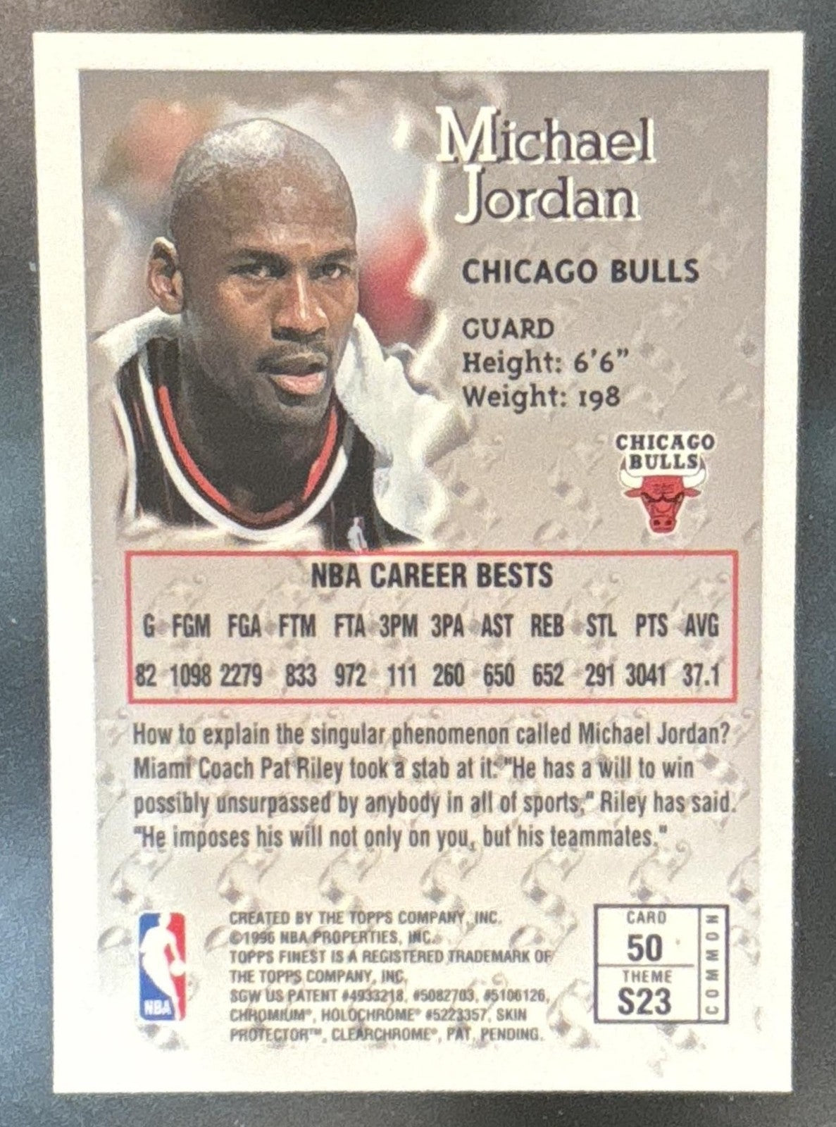1996-97 Topps Finest Michael Jordan Bronze #50 Bulls