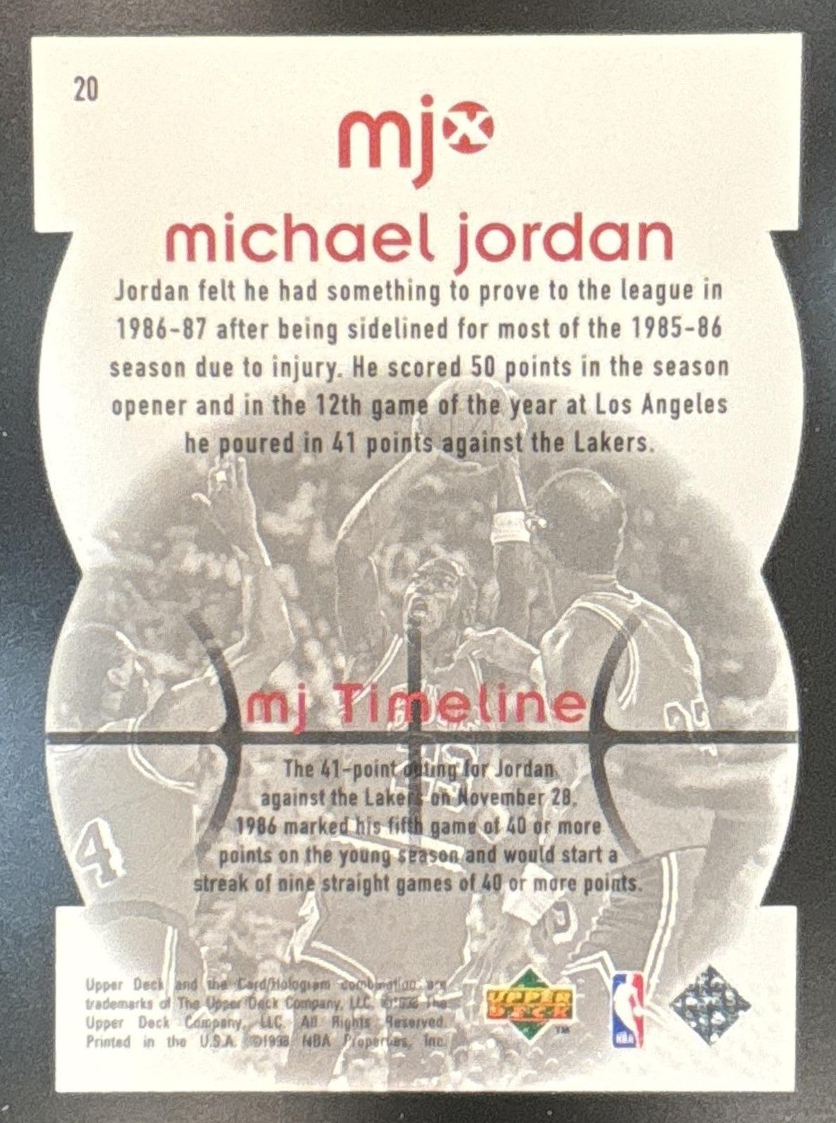 1998-99 Upper Deck MJx Michael Jordan Timepieces Red /2300 #20 Chicago Bulls