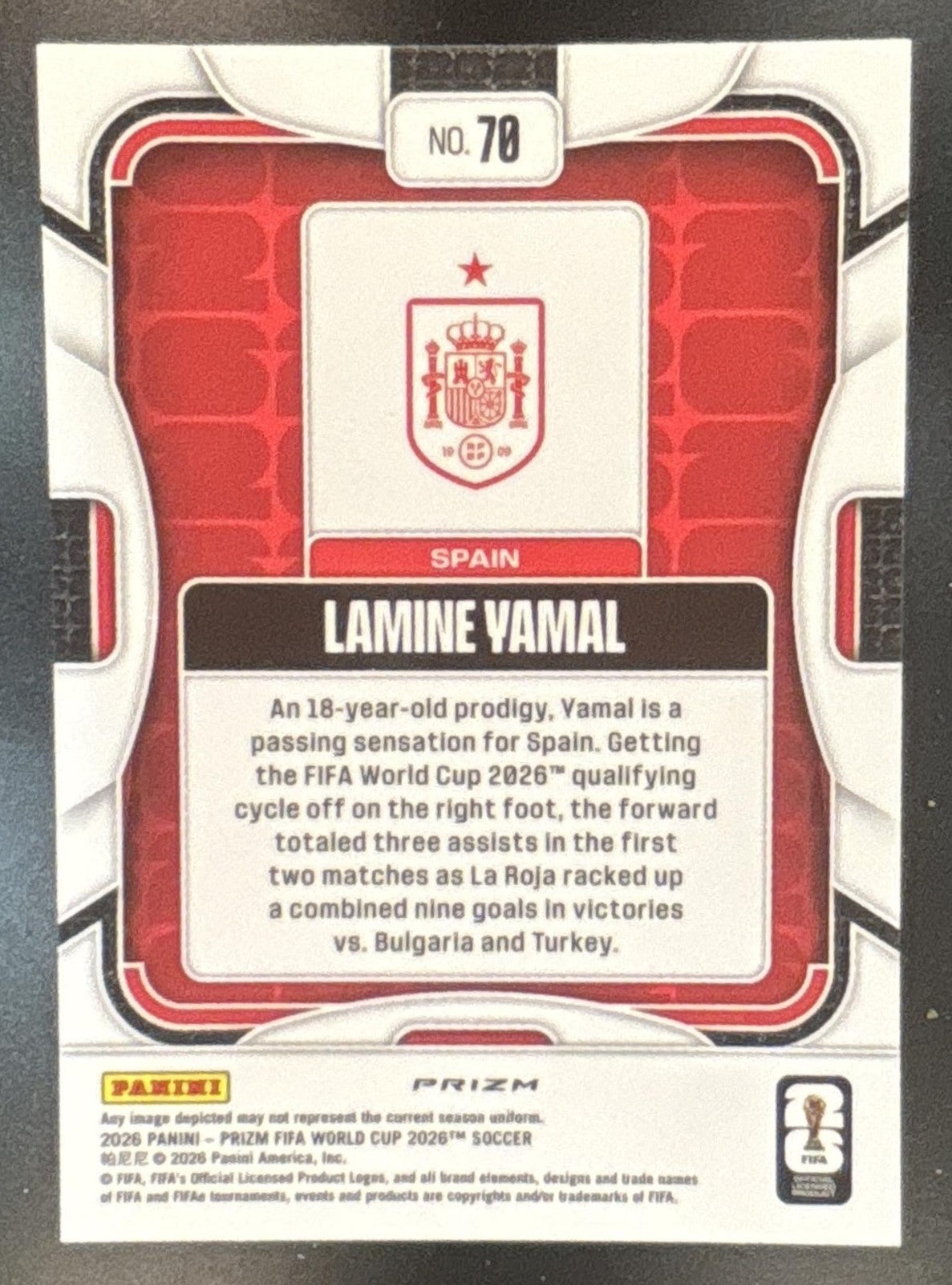 2026 Panini Prizm World Cup Lamine Yamal Silver #70 Spain
