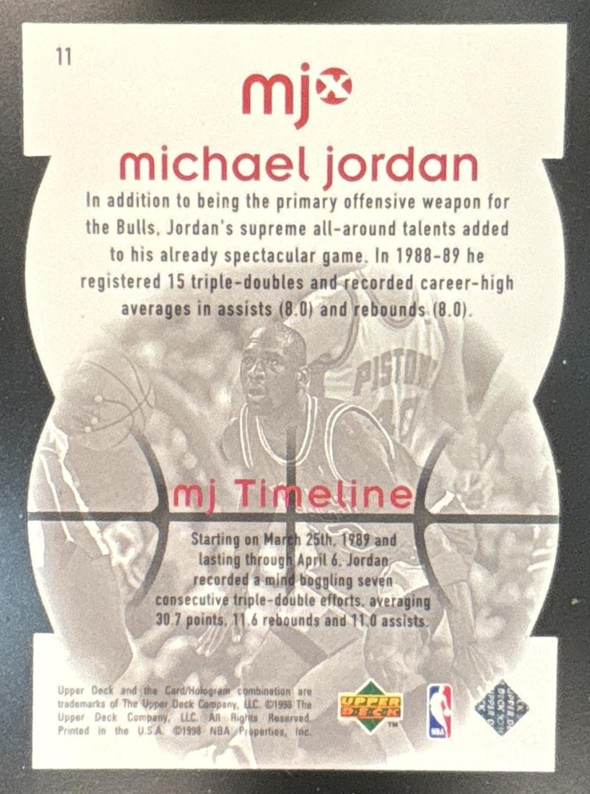 1998-99 Upper Deck MJx Michael Jordan Timepieces Red /2300 #11 Chicago Bulls