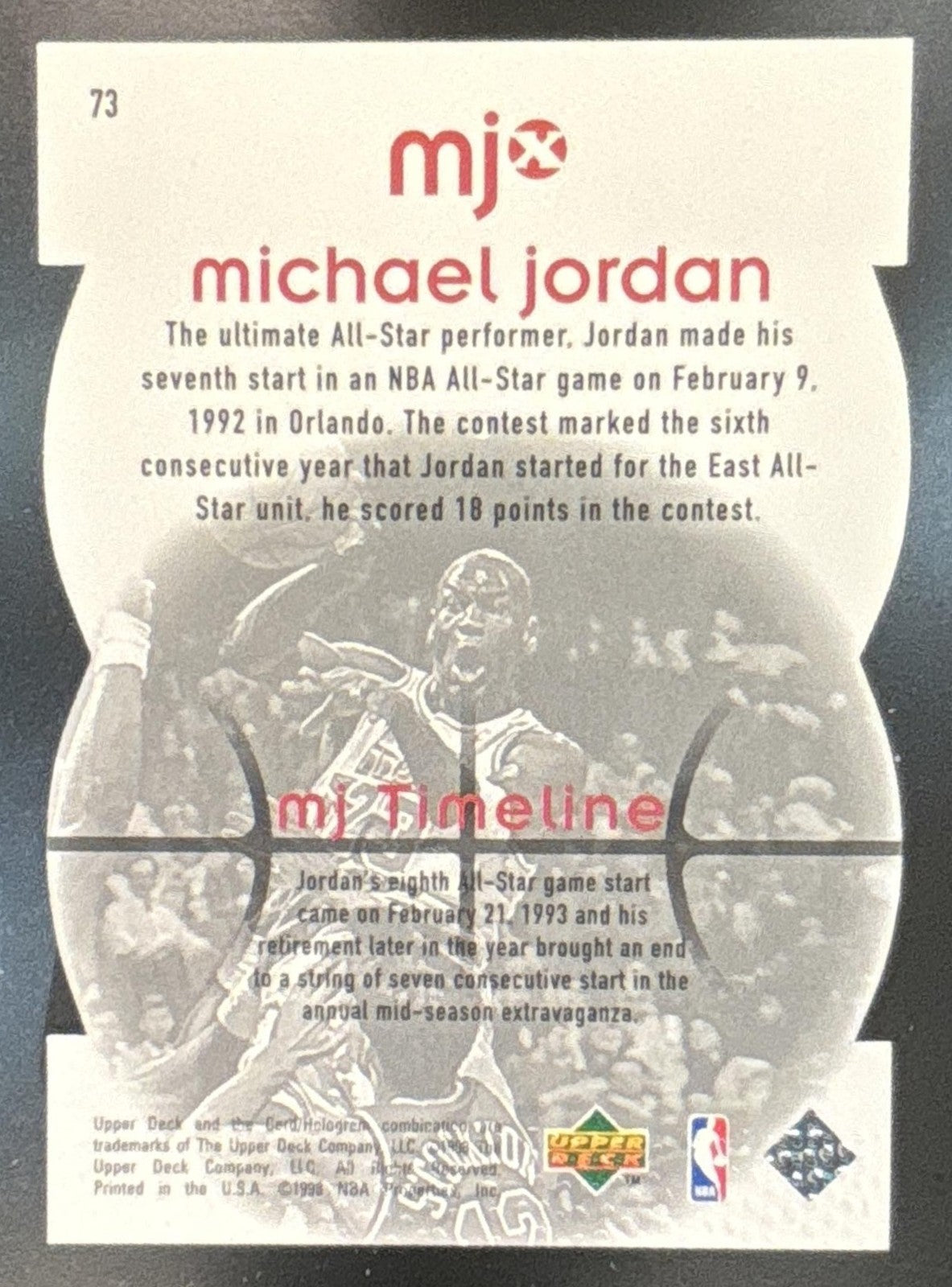 1998-99 Upper Deck MJx Michael Jordan Timepieces Red /2300 #73 Chicago Bulls