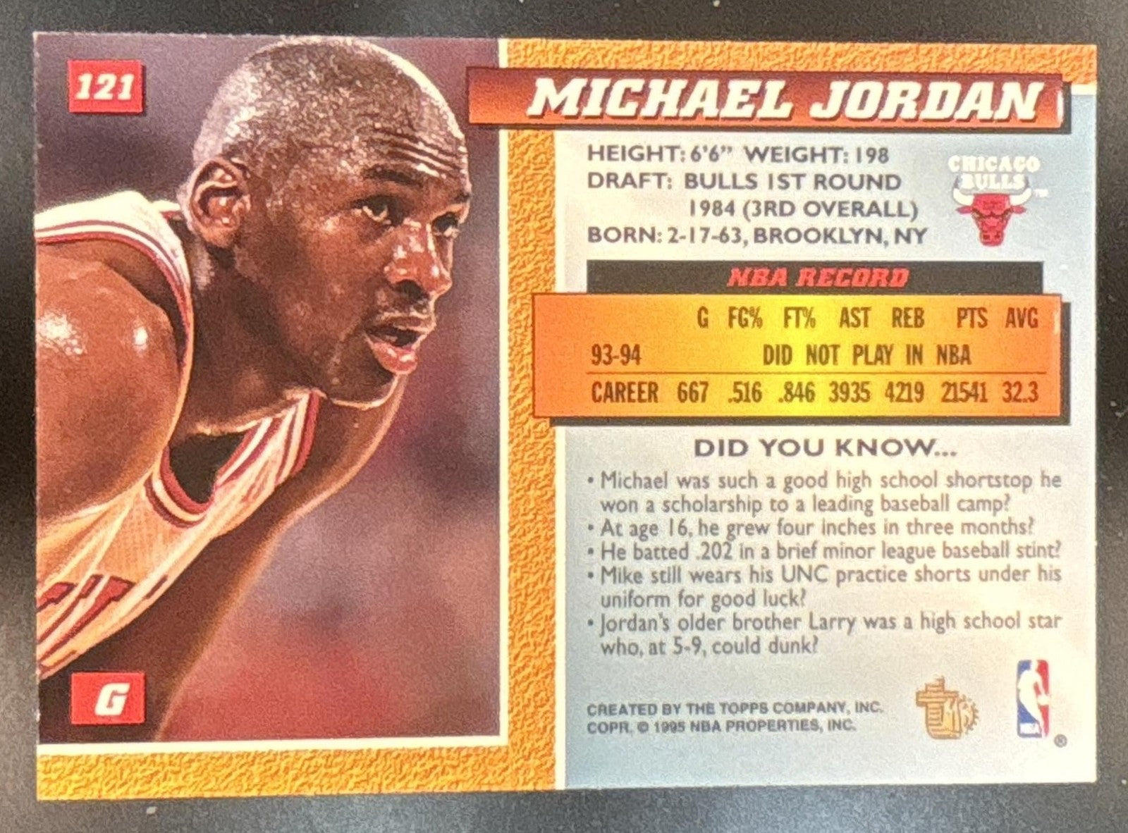 1994-95 Topps Embossed Michael Jordan #121 Chicago Bulls