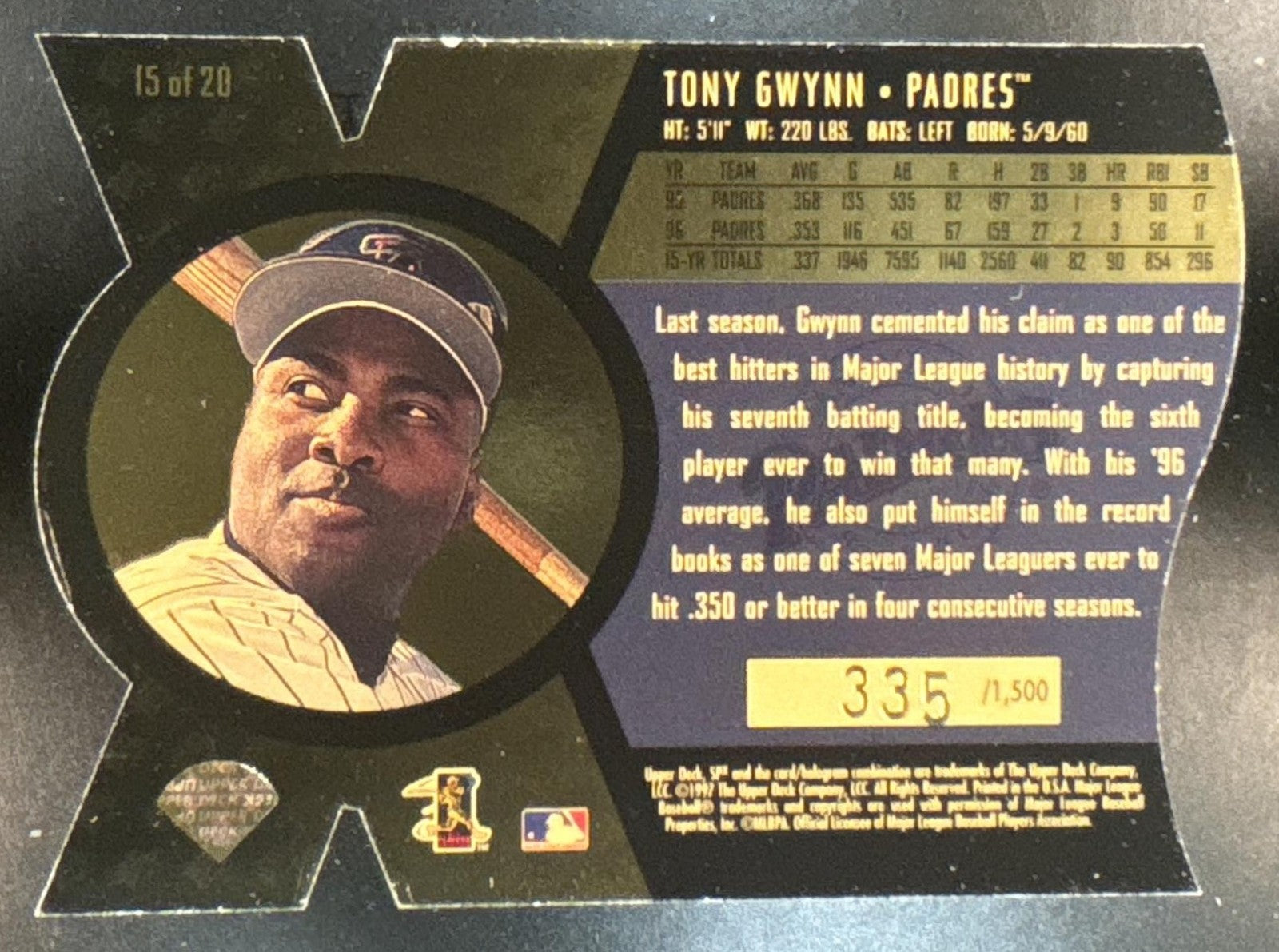 1997 SPx Tony Gwynn Bound for Glory /1500 #15 San Diego Padres