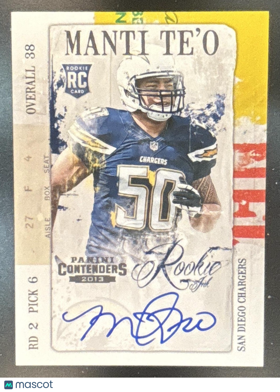 2013 Panini Contenders Manti Te o Rookie Ink #22 RC Auto San Diego Chargers
