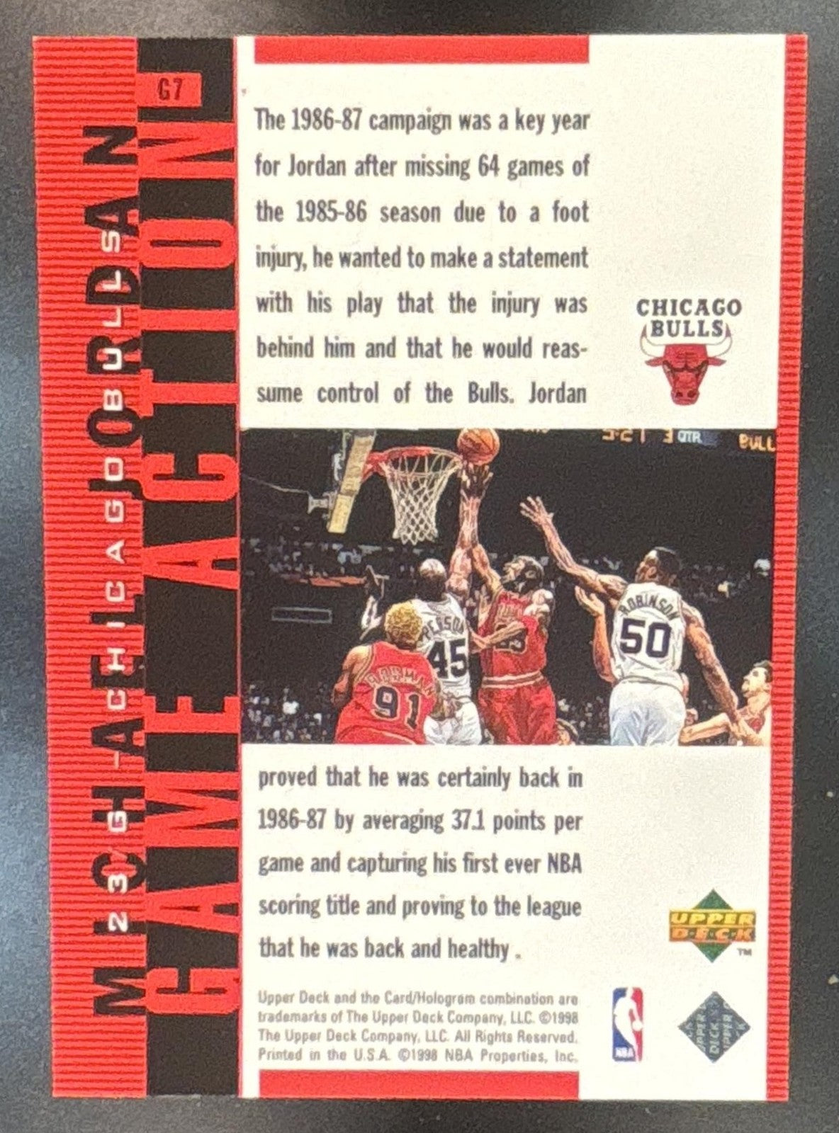1998-99 Upper Deck Michael Jordan Living Legend Game Action Red /2300 #G7 Bulls