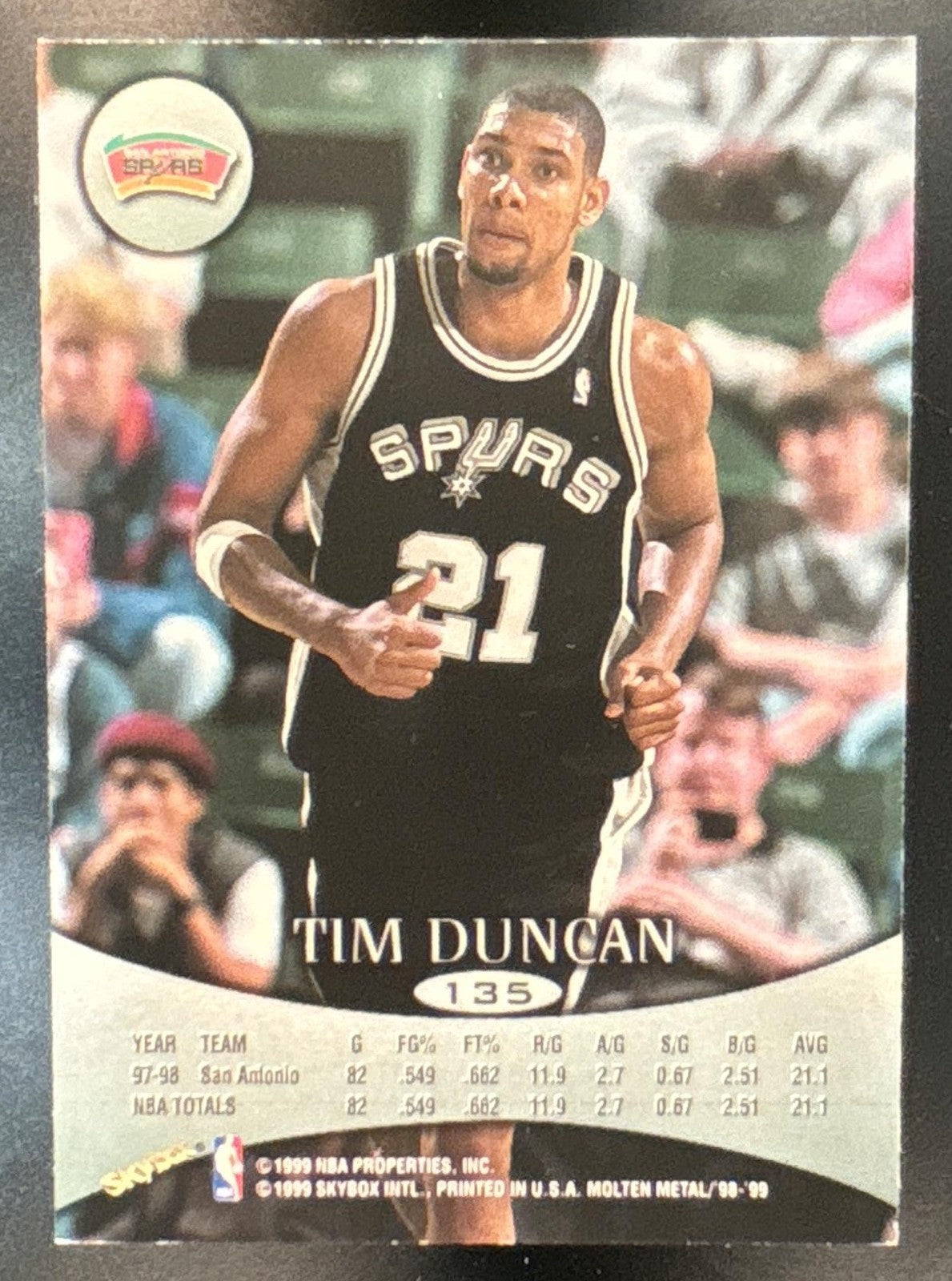 1998-99 Skybox Molten Metal Tim Duncan #135 San Antonio Spurs