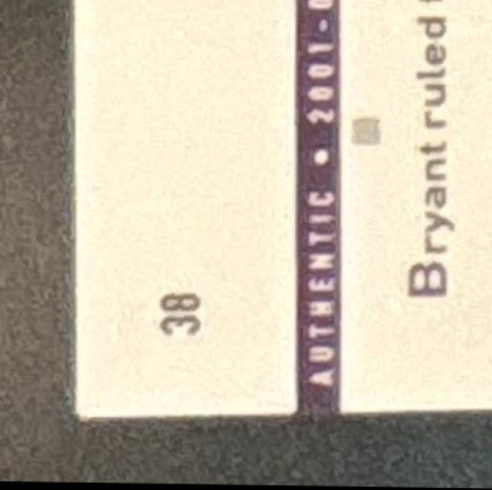 2001-02 SP Authentic Kobe Bryant #38 Los Angeles Lakers