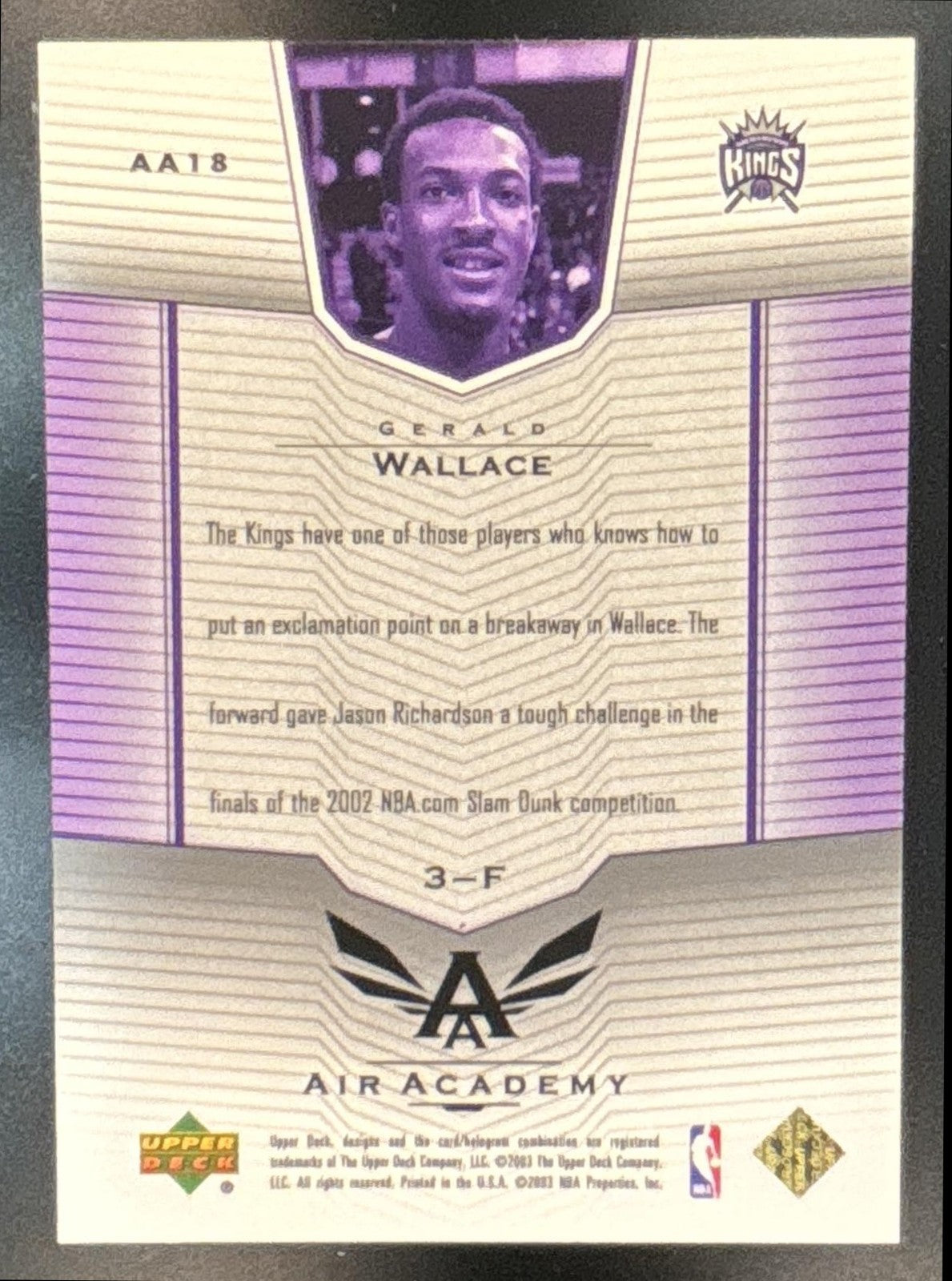 2003-04 Upper Deck Gerald Wallace Air Academy Sacramento Kings