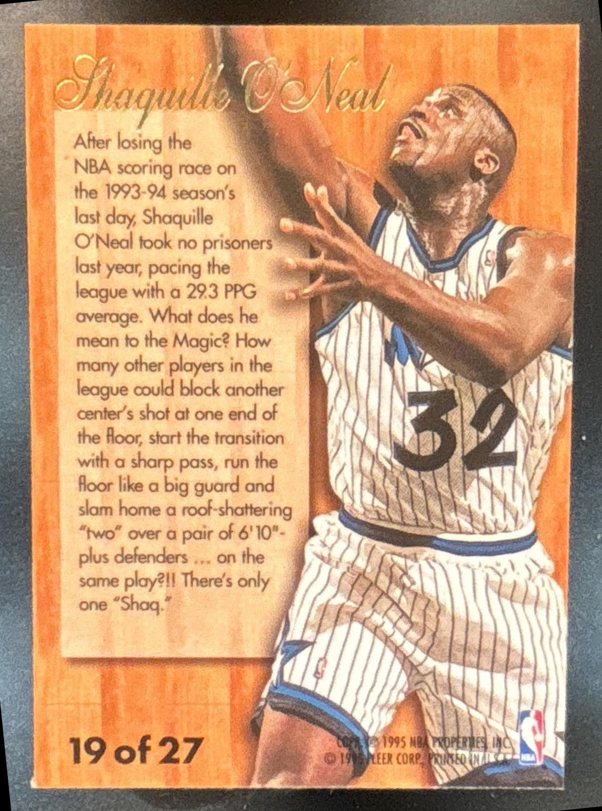 1995-96 Fleer Shaquille O'Neal Flair Hardwood Leader #19 Orlando Magic