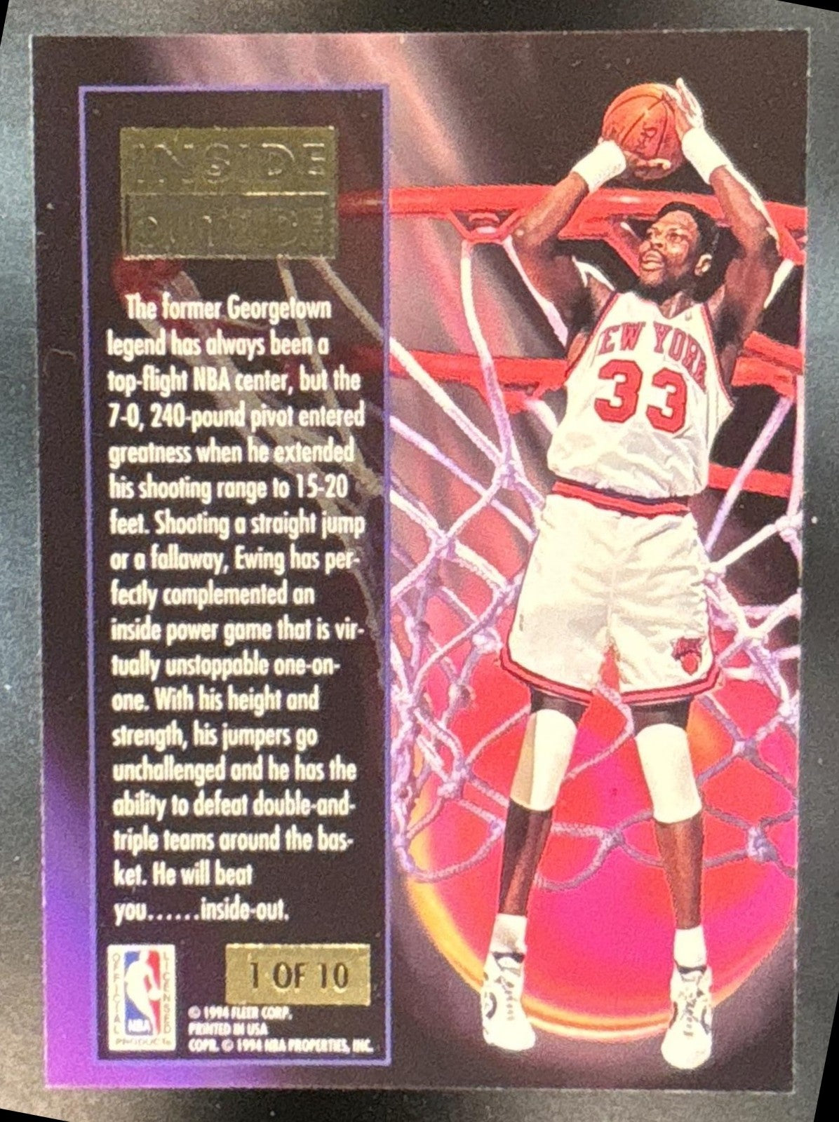 1993-94 Fleer Ultra Patrick Ewing Inside Outside #1 New York Knicks