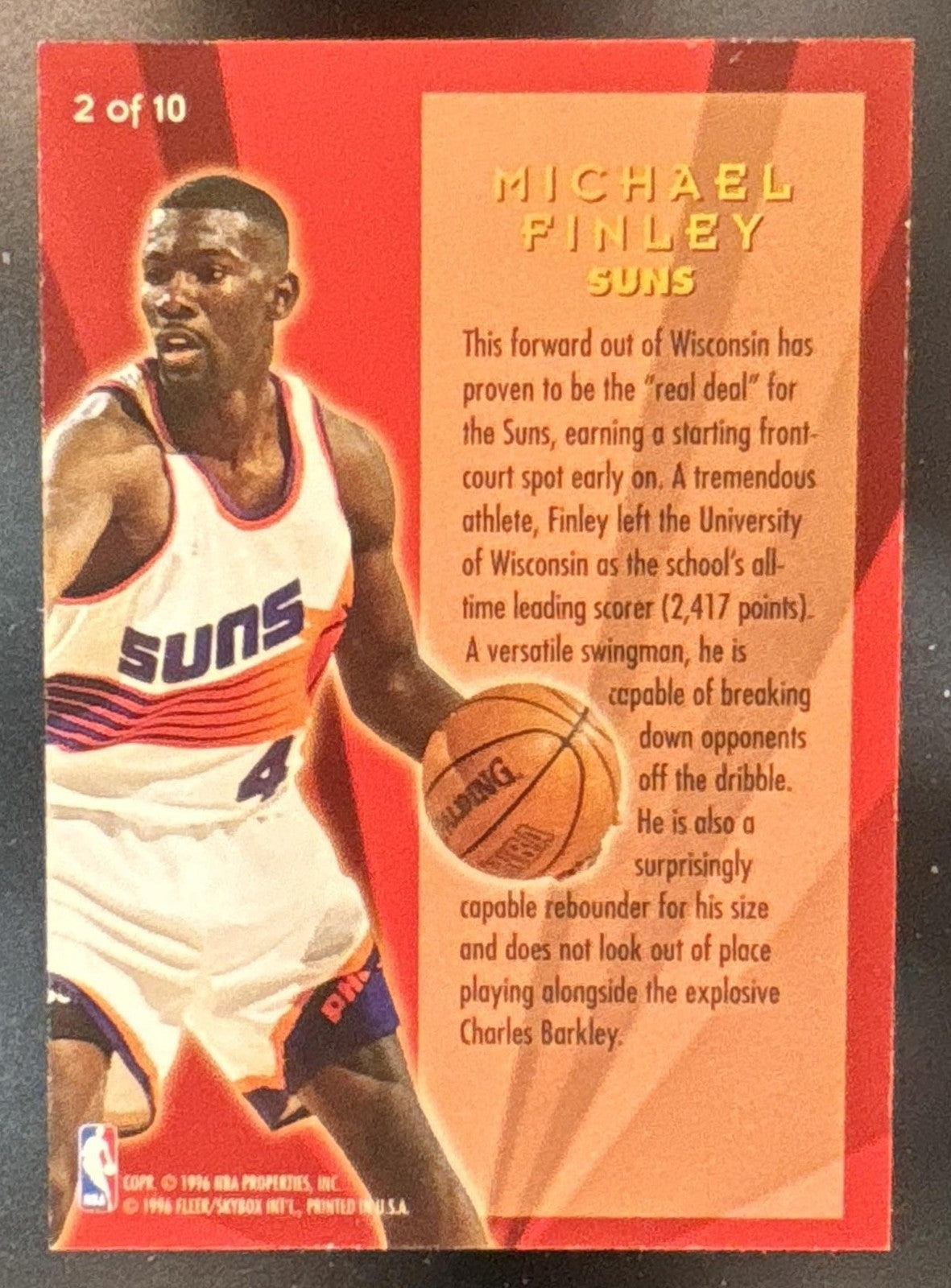 1995-96 Fleer Ultra Michael Finley All Rookies #2 Phoenix Suns