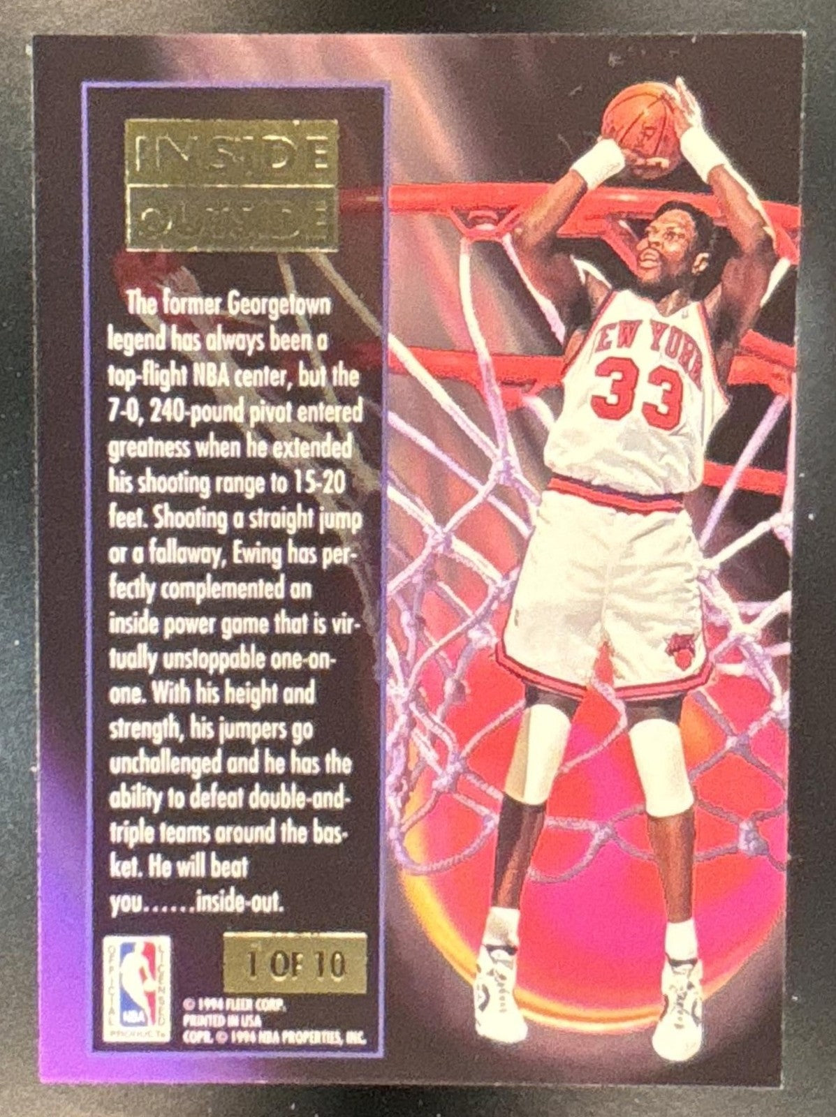 1993-94 Fleer Ultra Patrick Ewing Inside Outside #1 New York Knicks