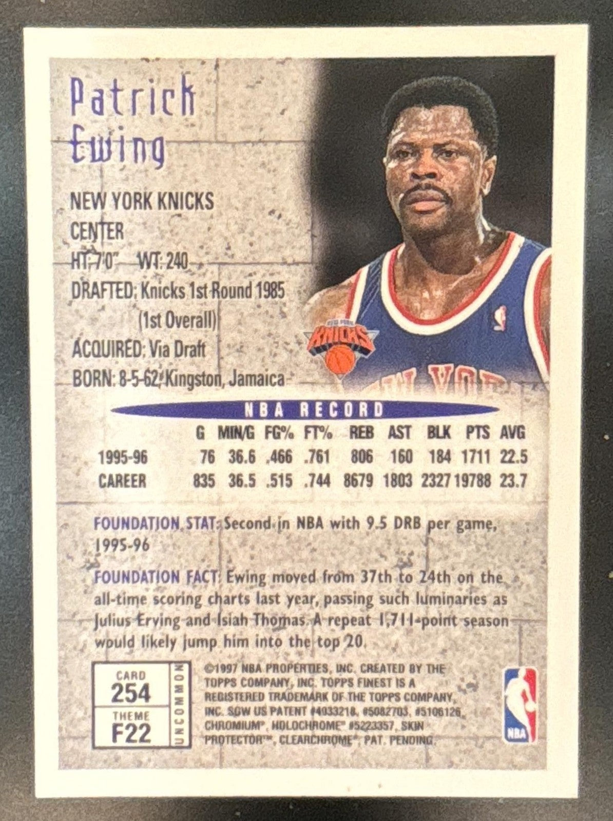 1996-97 Topps Finest Patrick Ewing Silver #254 New York Knicks