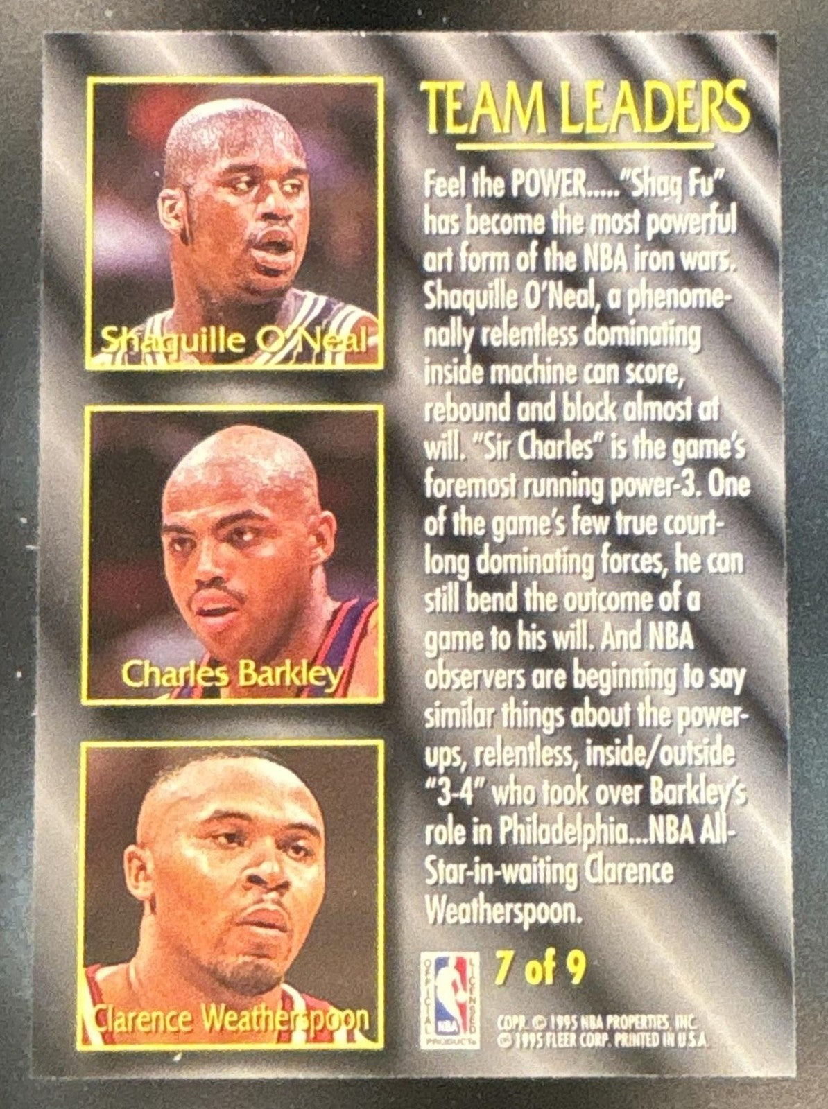 1994-95 Fleer Shaquille O'Neal Clarence Weatherspoon Charles Barkley Team Leader