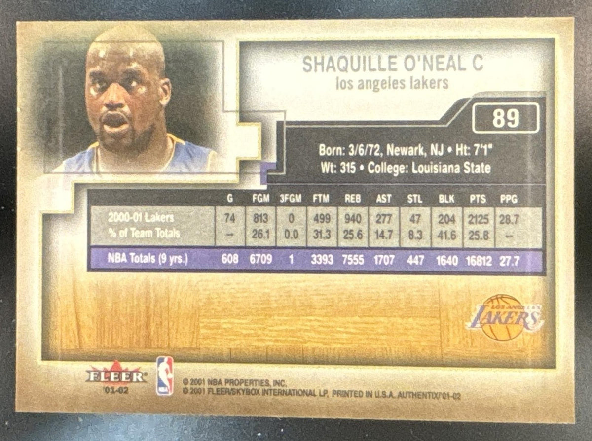 2001-02 Fleer Authentix Shaquille O'Neal #89 Los Angeles Lakers