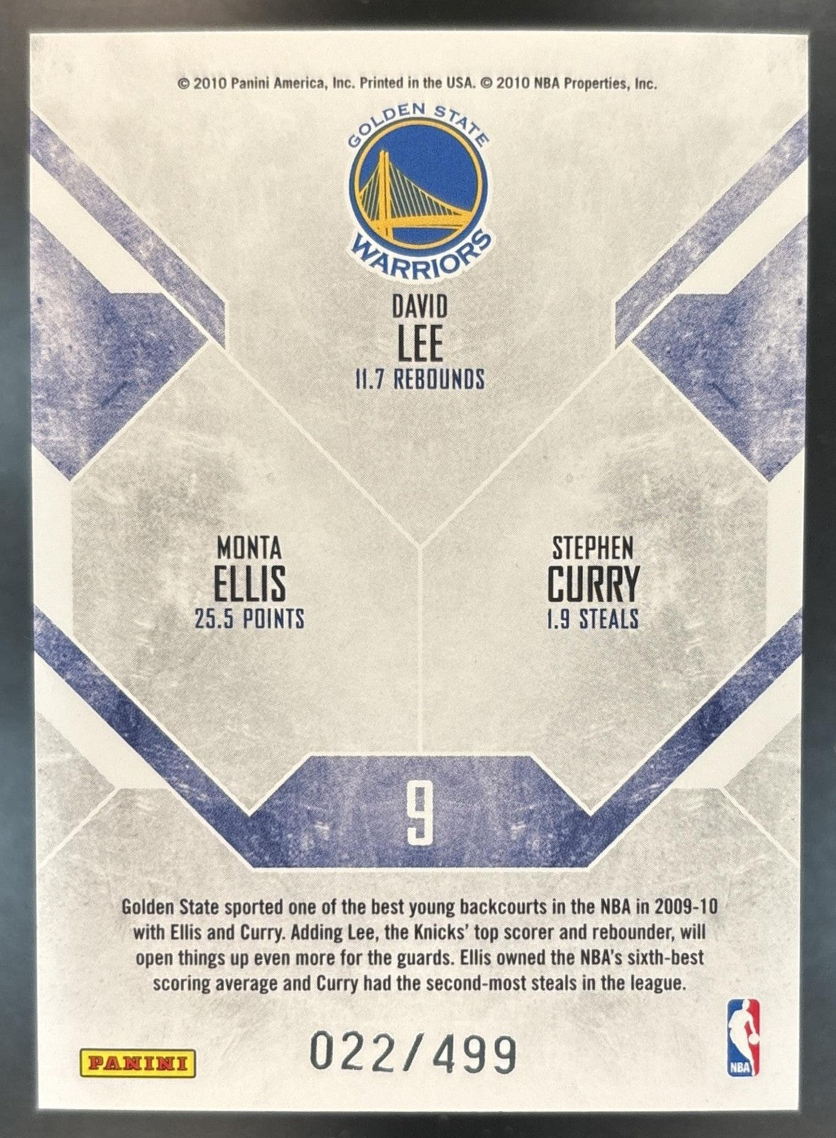2010-11 Rookies & Stars Monta Ellis David Lee Stephen Curry Team Leaders /499