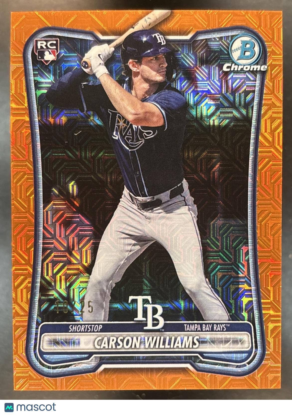 2026 Bowman Mega Box Carson Williams Chrome Orange Mojo /25 #39 RC Rays