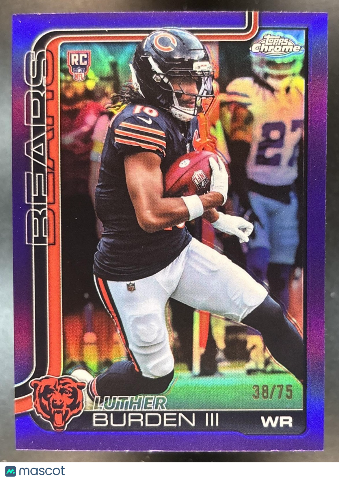 2025 Topps Chrome Luther Burden III Purple Refractor /75 #334 RC Chicago Bears