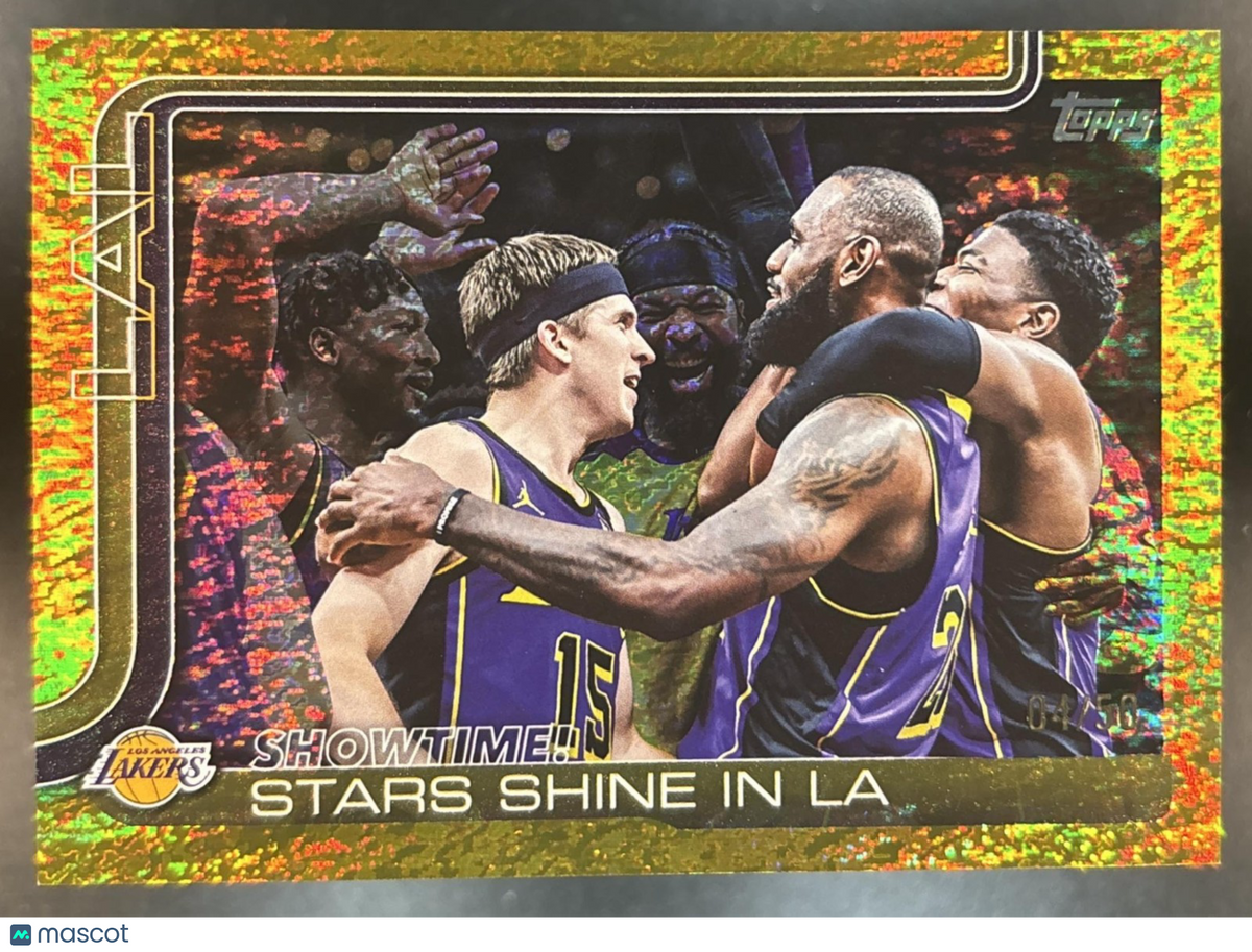 2025-26 Topps Showtime!, Stars Shine in LA Gold Rainbow /50 #293 Lakers