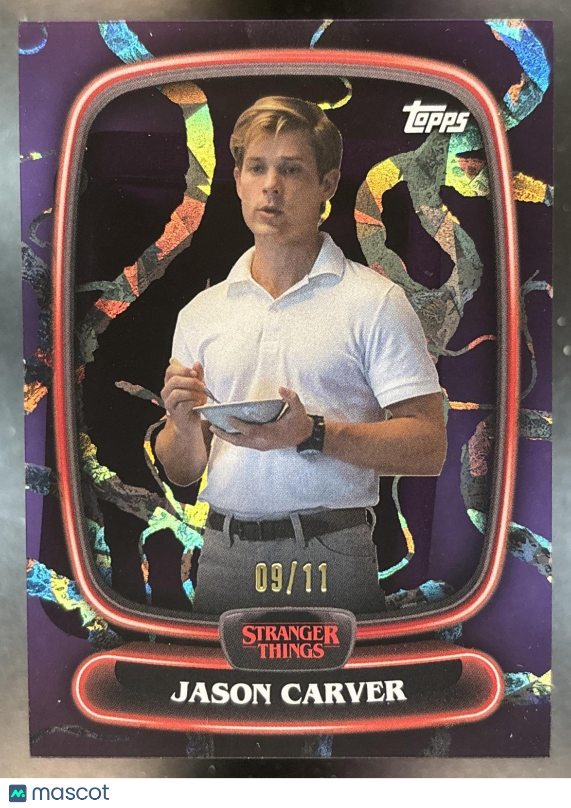 2025 Topps High Tek Stranger Things Jason Carver Hawkins Purple Diffractor /11