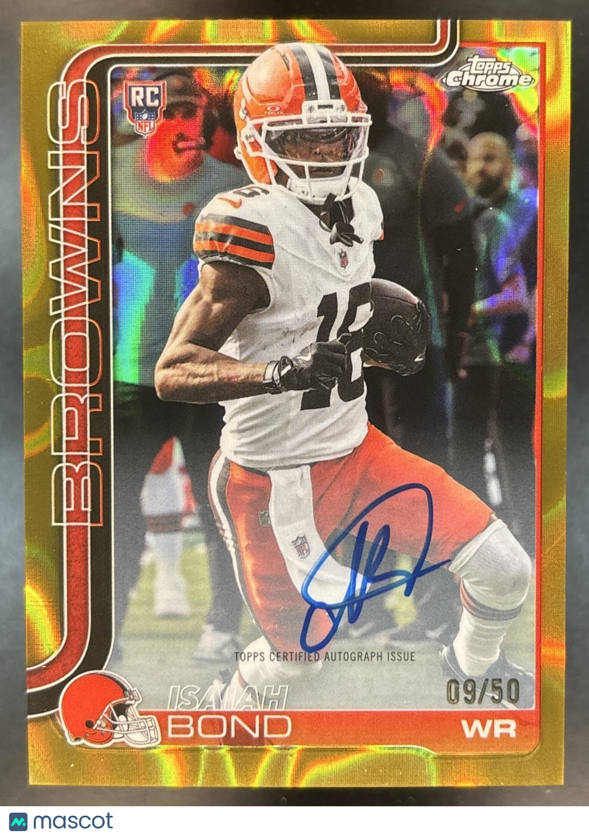 2025 Topps Chrome Isaiah Bond Auto Gold Lava /50 #RA-IBO RC Cleveland Browns