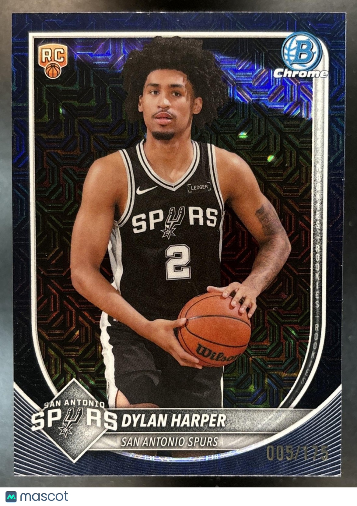 2025-26 Bowman Dylan Harper Chrome Navy Mojo /175 #BCV-2 RC San Antonio Spurs