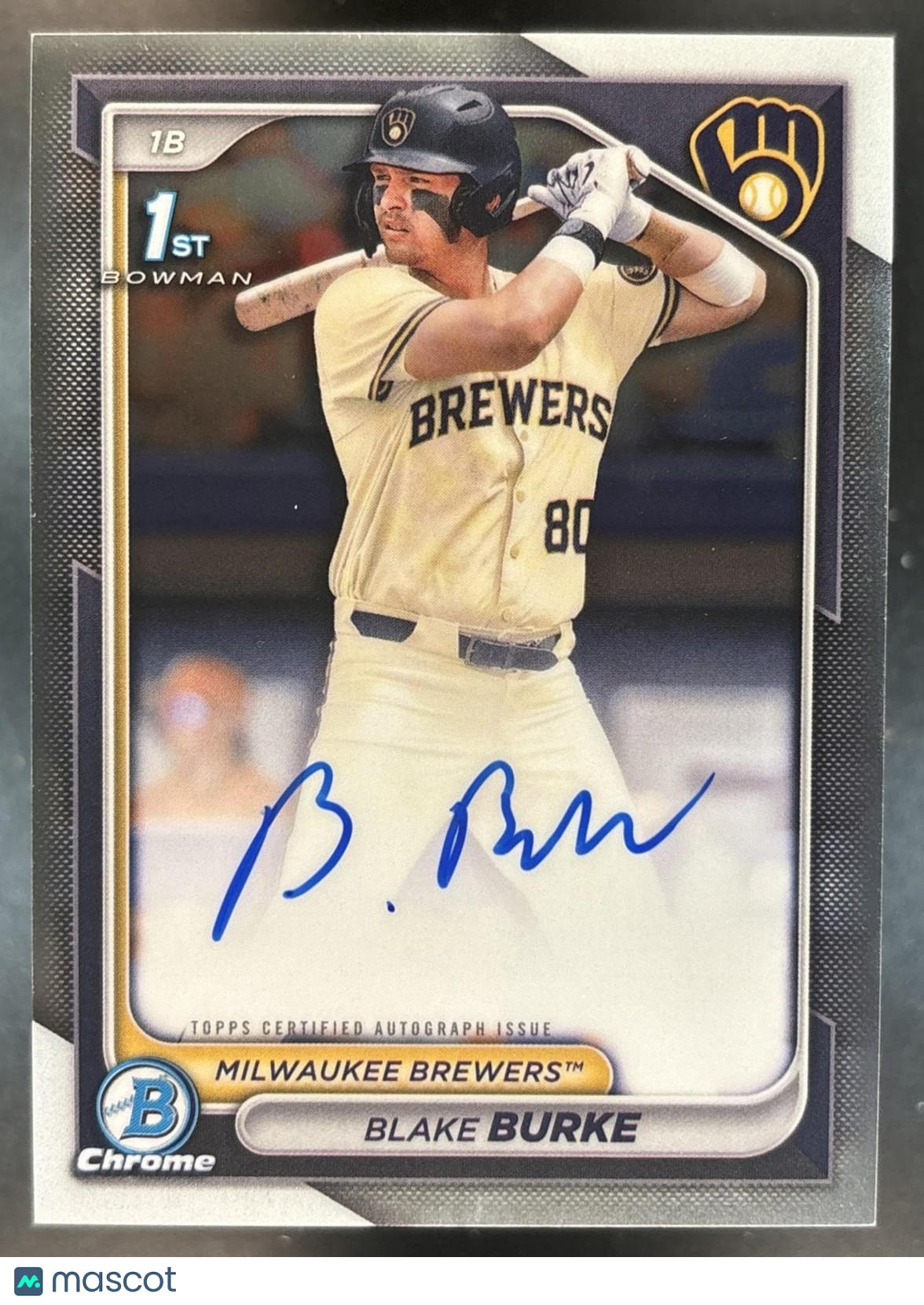 2024 Bowman Draft Blake Burke Chrome Auto #CPA-BB 1st Prospect Milwaukee Brewers
