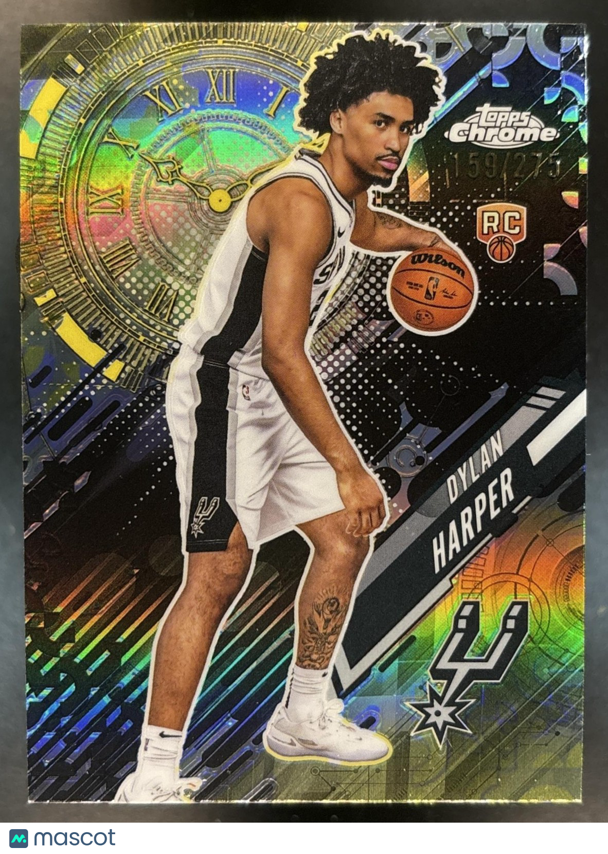 2025-26 Topps Chrome Dylan Harper Go Time Yellow Refractor /275 RC Spurs