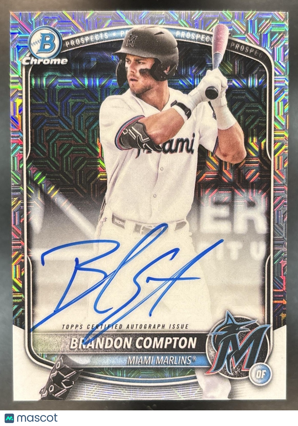 2025 Bowman Draft Brandon Compton Chrome Auto Mojo 1st Prospect Miami Marlins