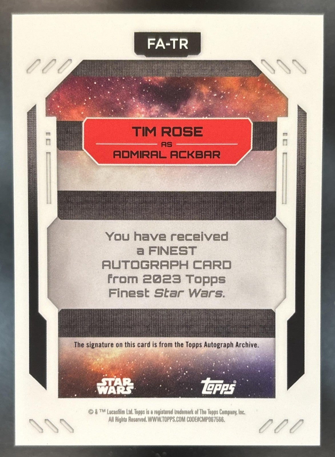 2023 Topps Finest Star Wars Tim Rose Auto Aqua /199 #FA-TR