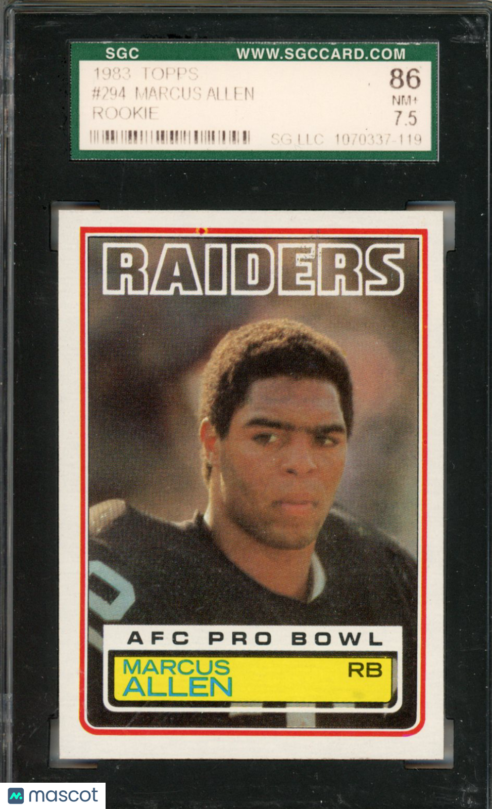 1983 Topps Marcus Allen RC - Rookie #294 SGC 7.5 Oakland Raiders