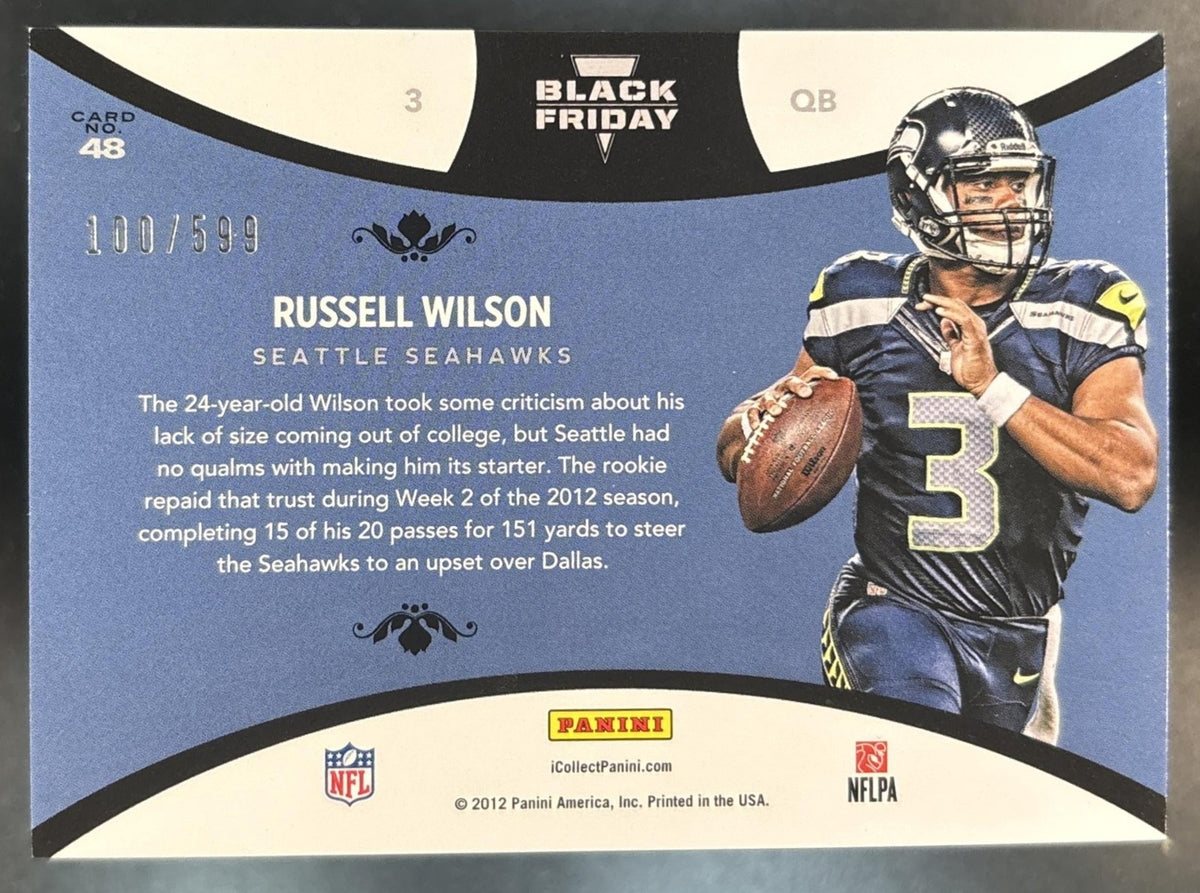 2012 Panini Black Friday Russell Wilson /599 #48 Seattle Seahawks