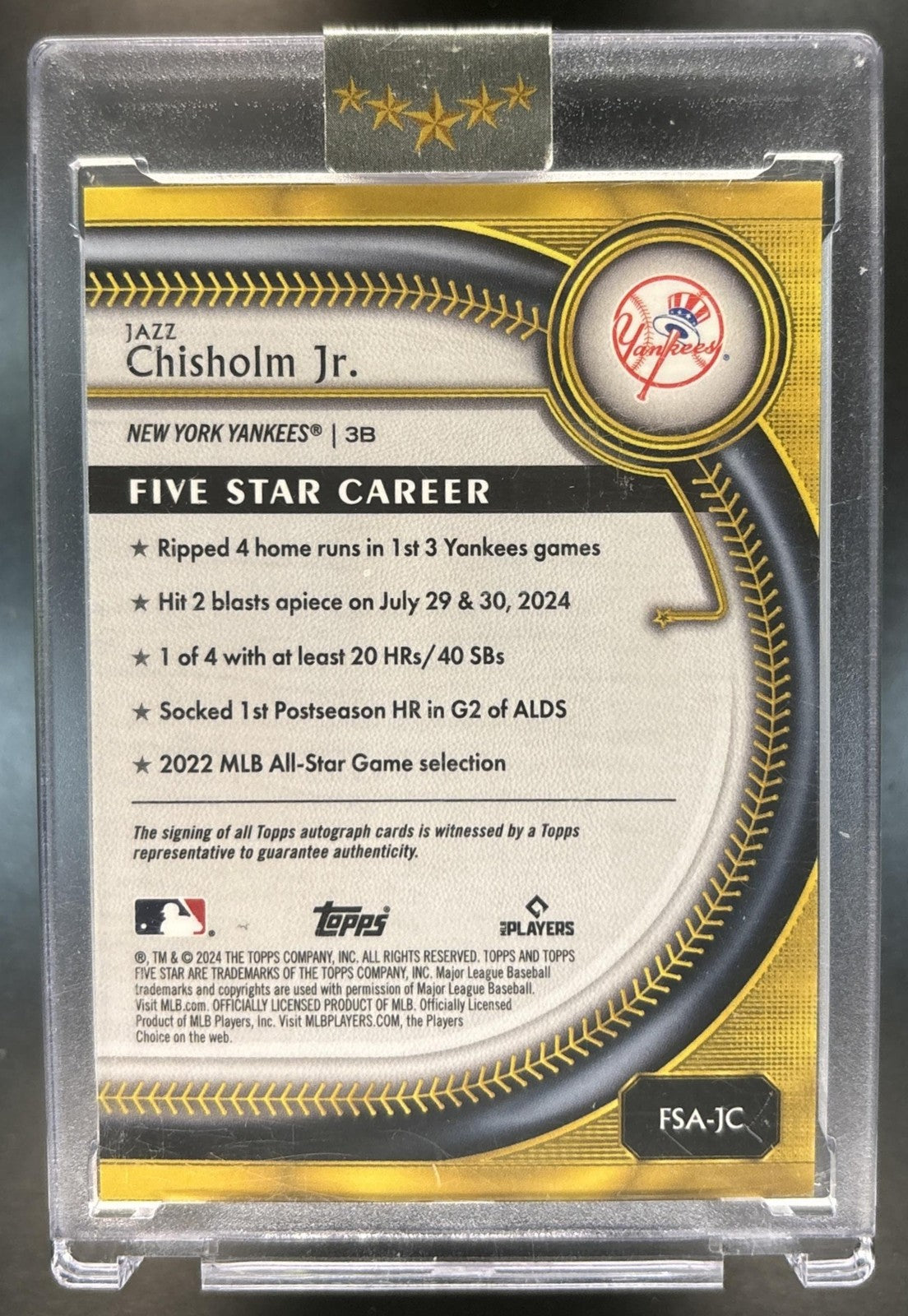 2025 Topps Five Star Jazz Chisholm Jr. Auto Green /15 #FSA-JC New York Yankees