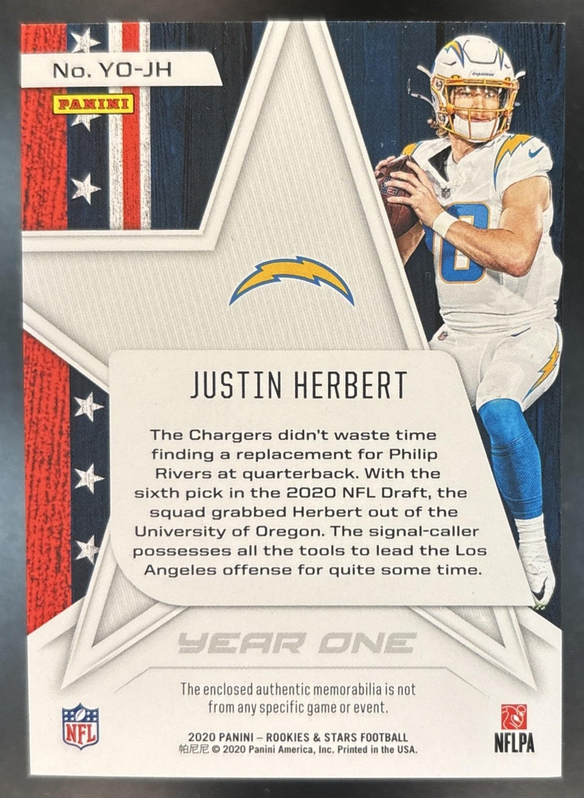 2020 Panini Rookies & Stars Justin Herbert Year One RC Los Angeles Chargers