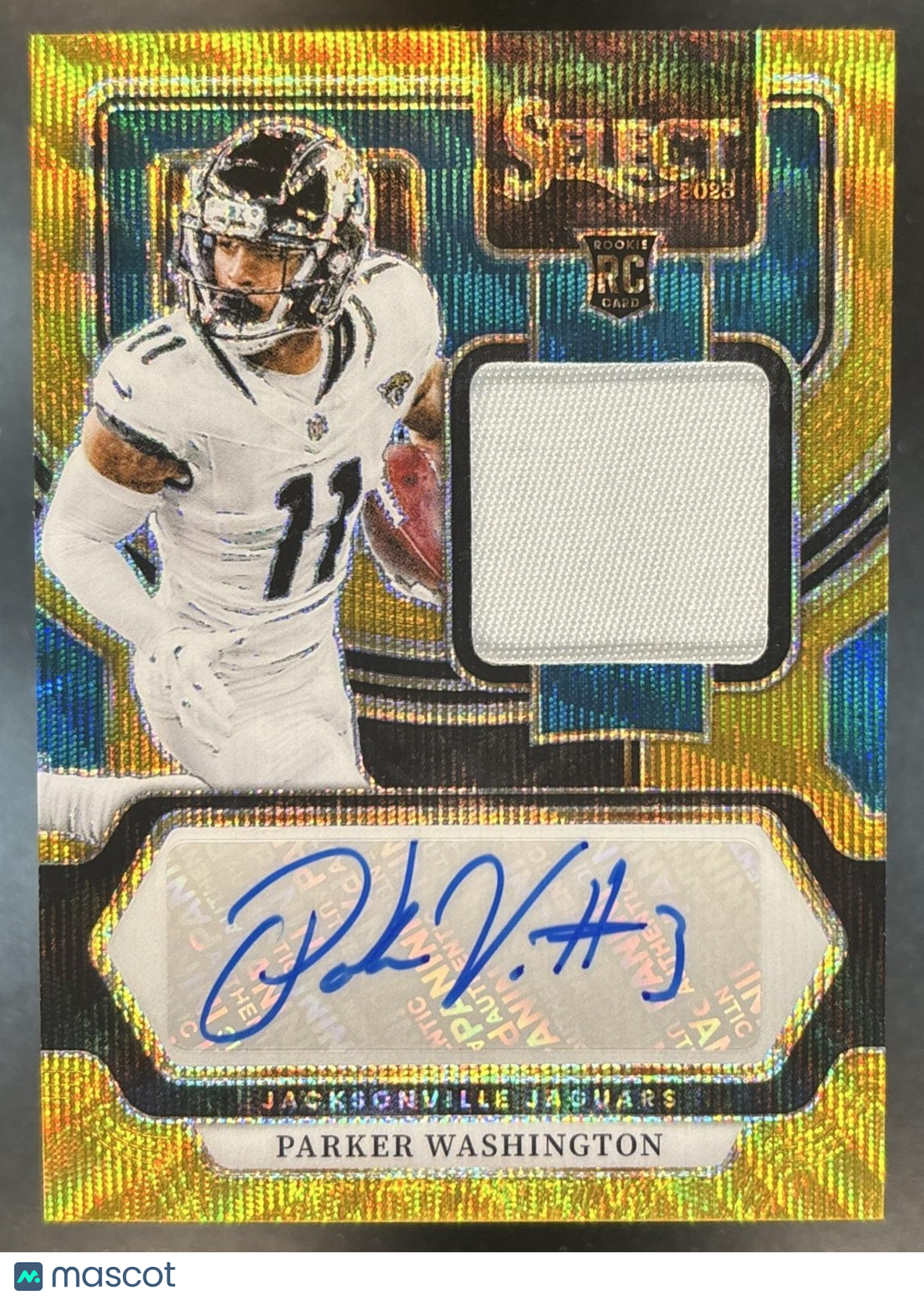2023 Panini Select Parker Washington Patch Auto Gold Wave MEM Auto RC Jaguars