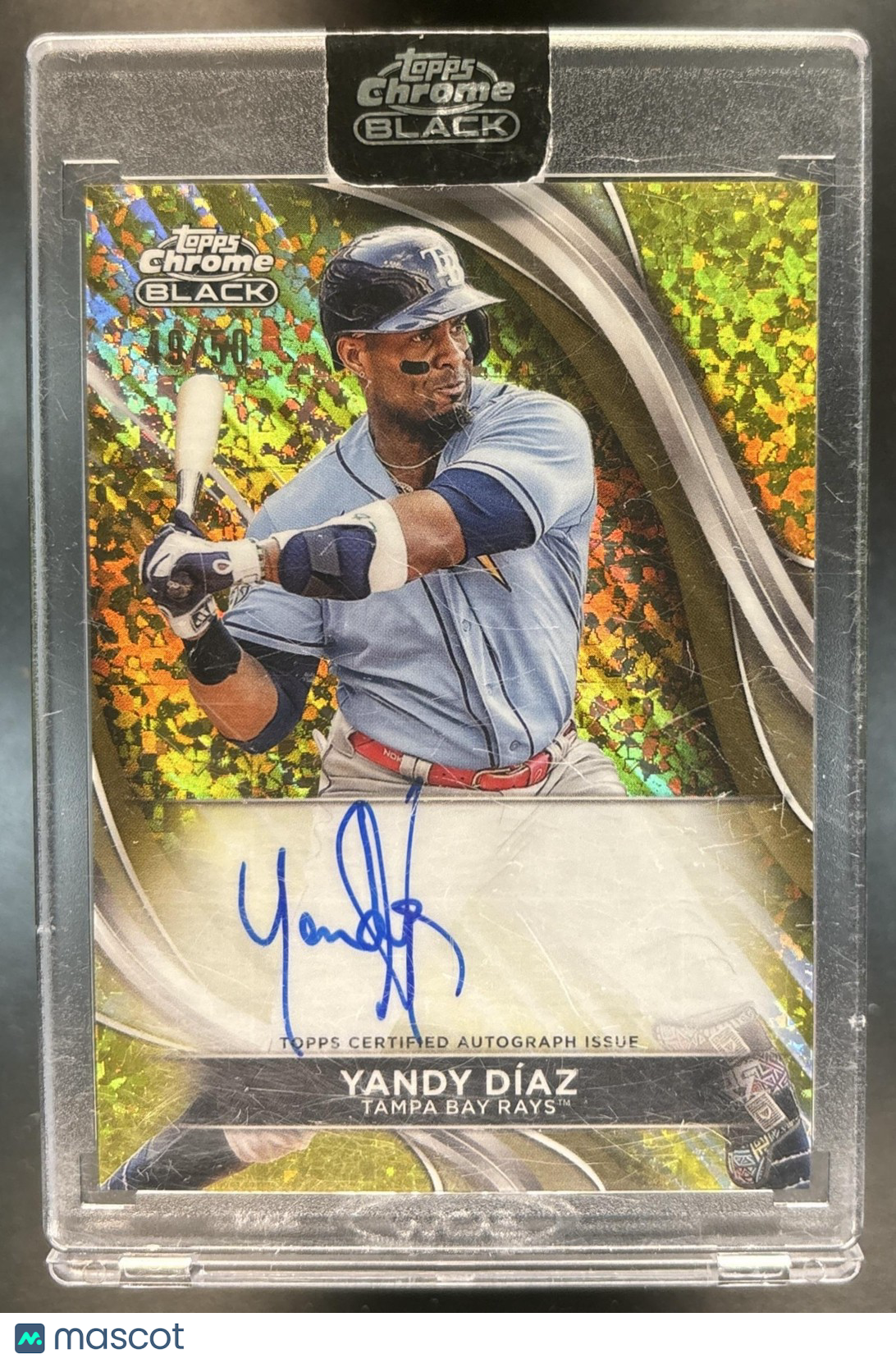 2024 Topps Chrome Black Yandy Diaz Auto Gold Mini Diamond /50 Tampa Bay Rays
