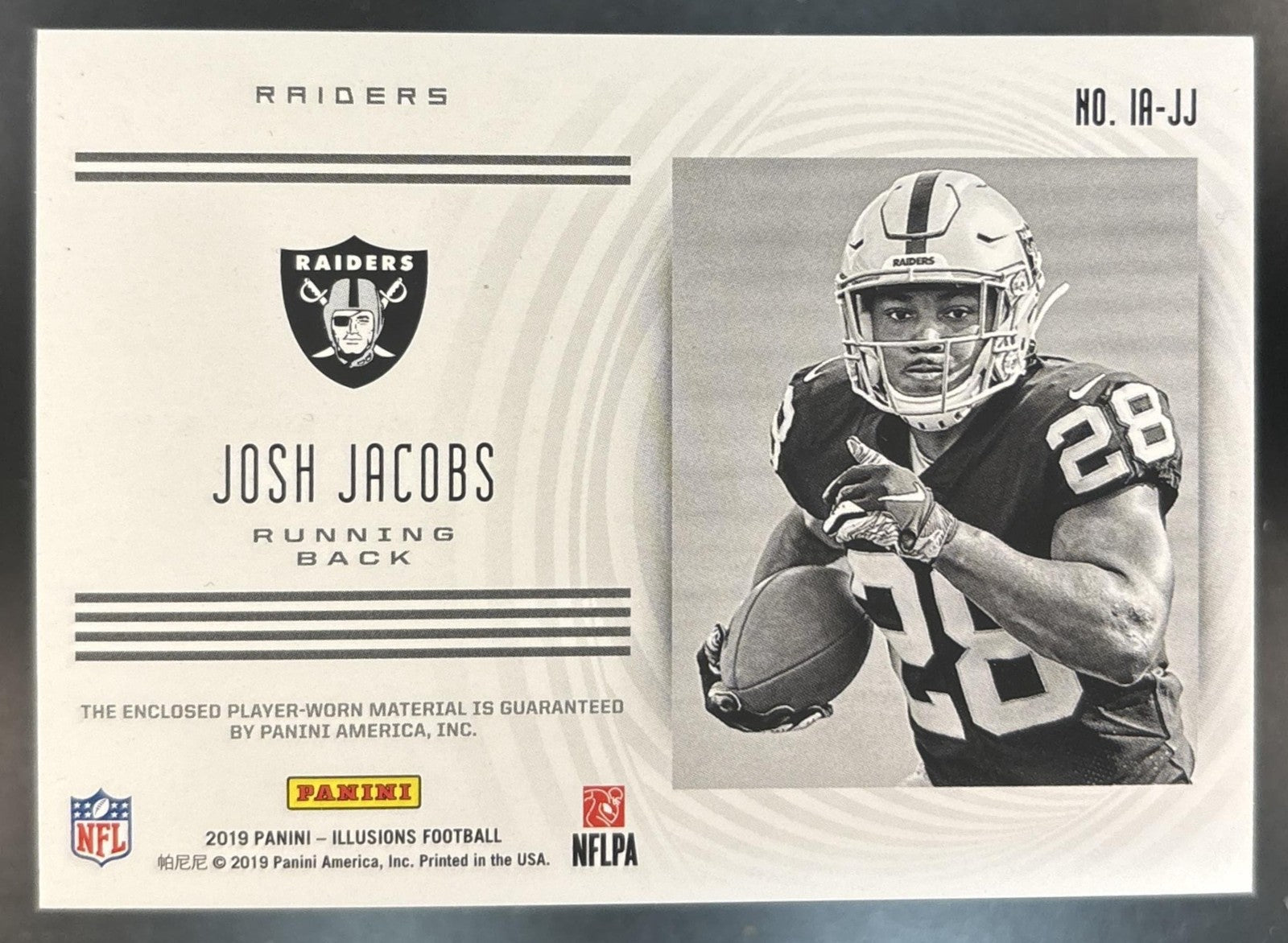 2019 Panini Illusions Josh Jacobs Instant Impact MEM RC Oakland Raiders