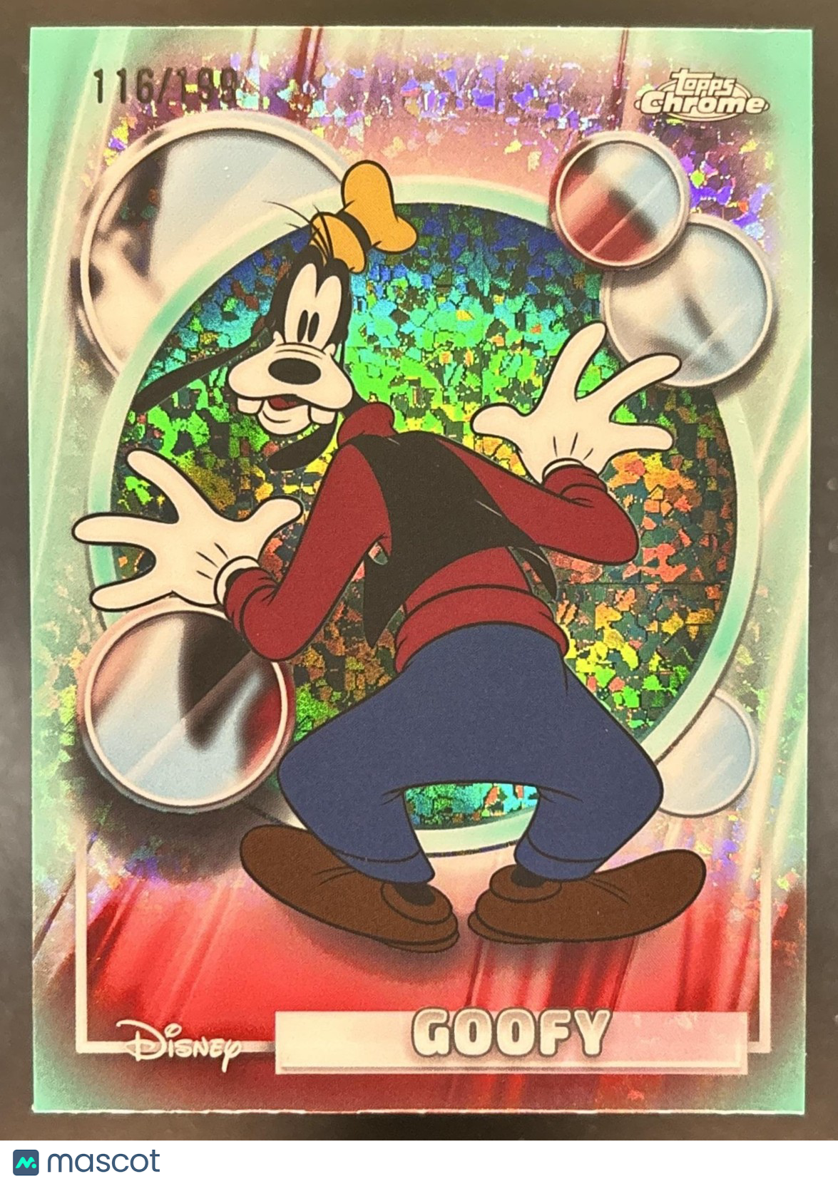 2026 Topps Chrome Disney Goofy Aqua Mini-Diamond /199 #52 Mickey & Friends