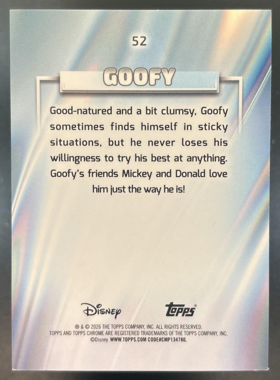 2026 Topps Chrome Disney Goofy Aqua Mini-Diamond /199 #52 Mickey & Friends