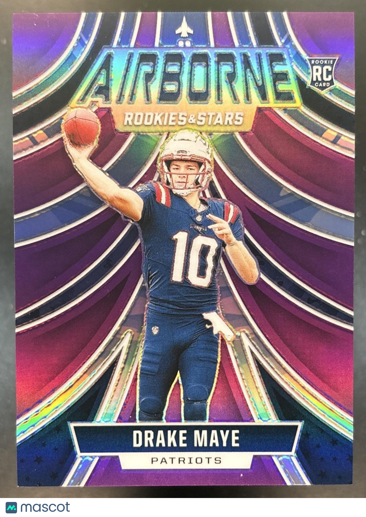 2024 Panini Rookies & Stars Drake Maye Airborne Purple /35 RC Patriots