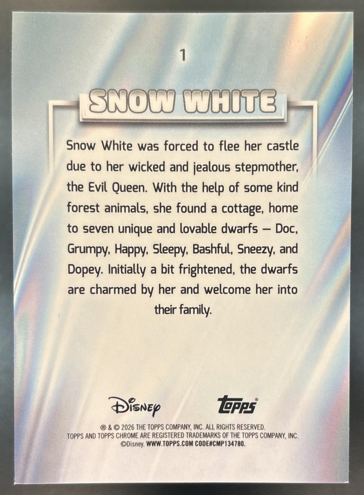 2026 Topps Chrome Disney Snow White Blue Mini-Diamond /150 and the Seven Dwarfs