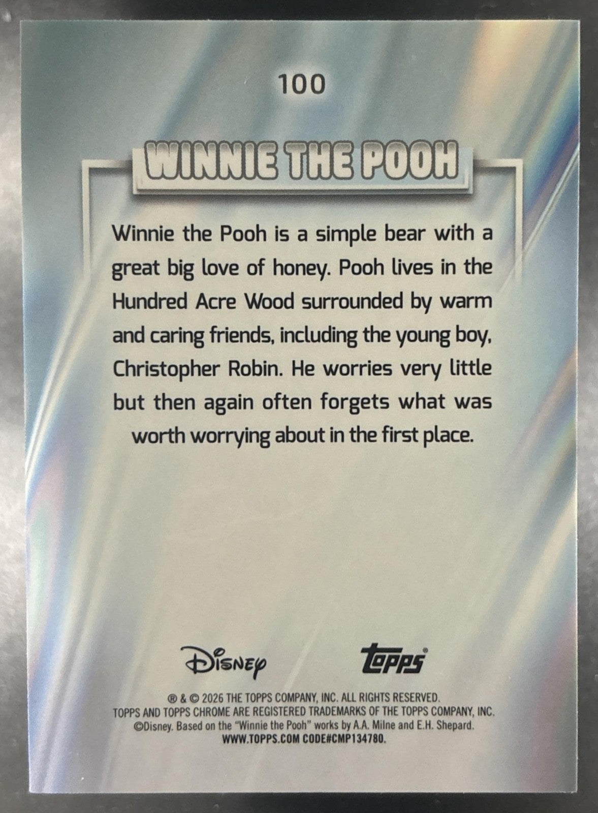 2026 Topps Chrome Disney Winnie the Pooh Yellow & Green RayWave /225 #100