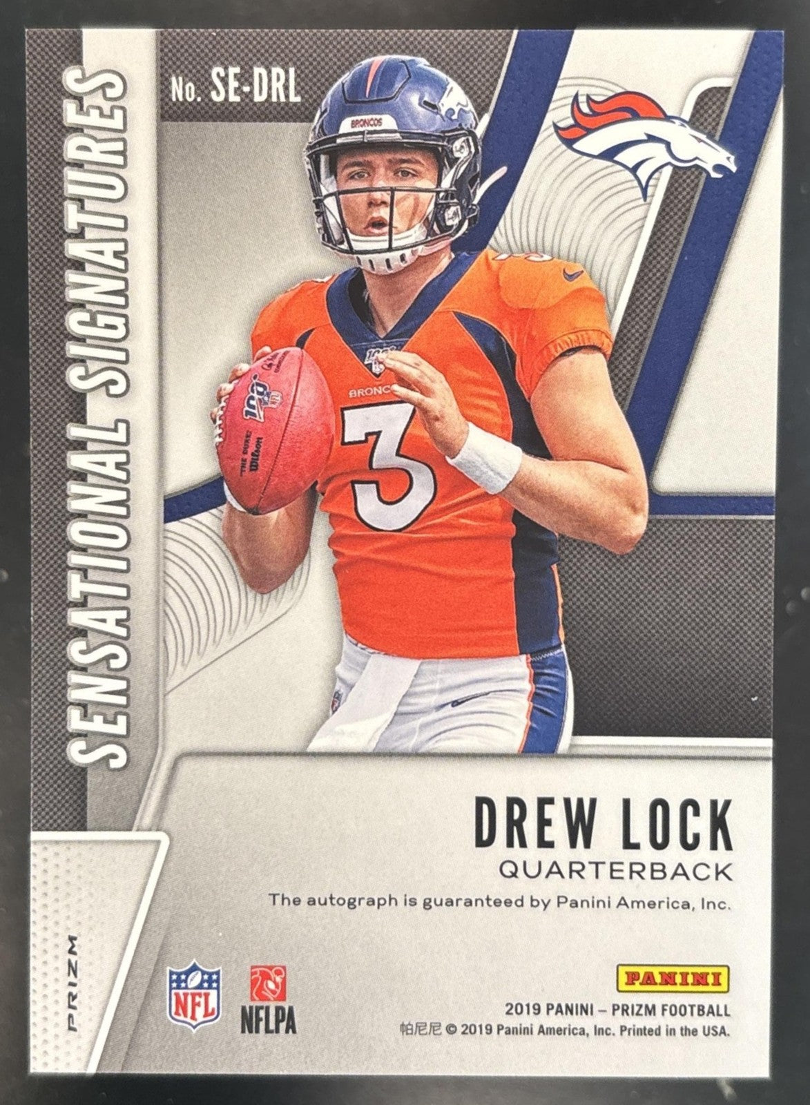 2019 Panini Prizm Drew Lock Sensational Signatures RC Auto Denver Broncos